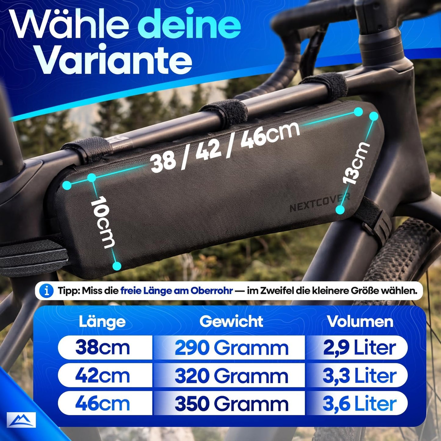 Bikepacking Rahmentasche 46 cm, 46cm