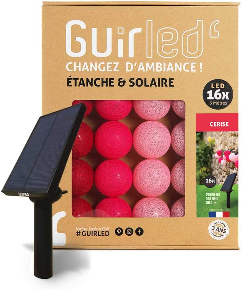Aussengirlande mit Lichtkugeln, Kirschrot 16 Kugeln