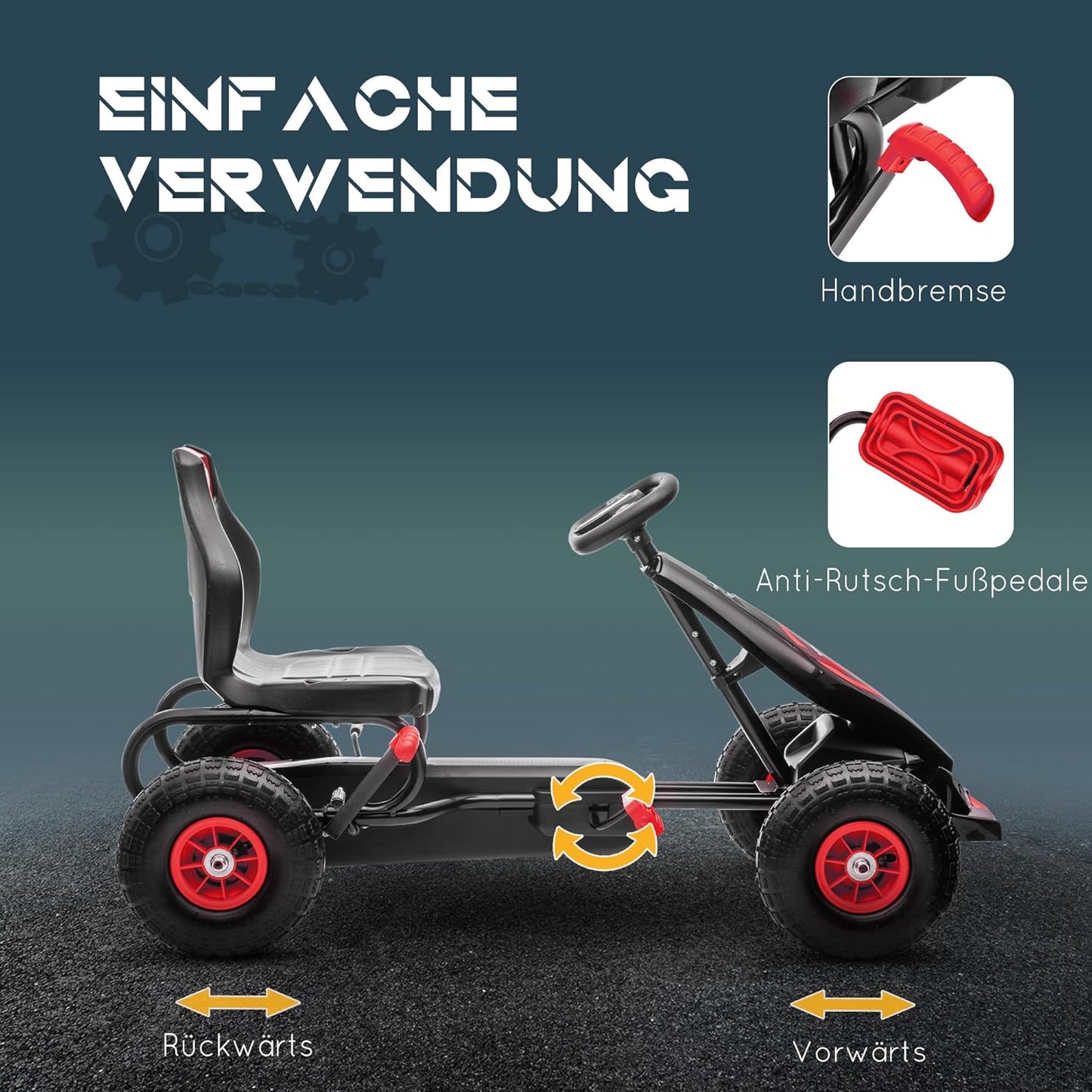 Tretfahrzeug für Kinder, Rot+schwarz