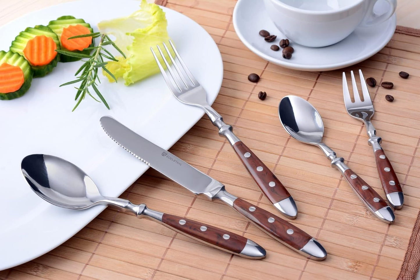 Besteckset Nürnberg für 6 Personen, Braune Griffe 36-teilig | 6 Personen