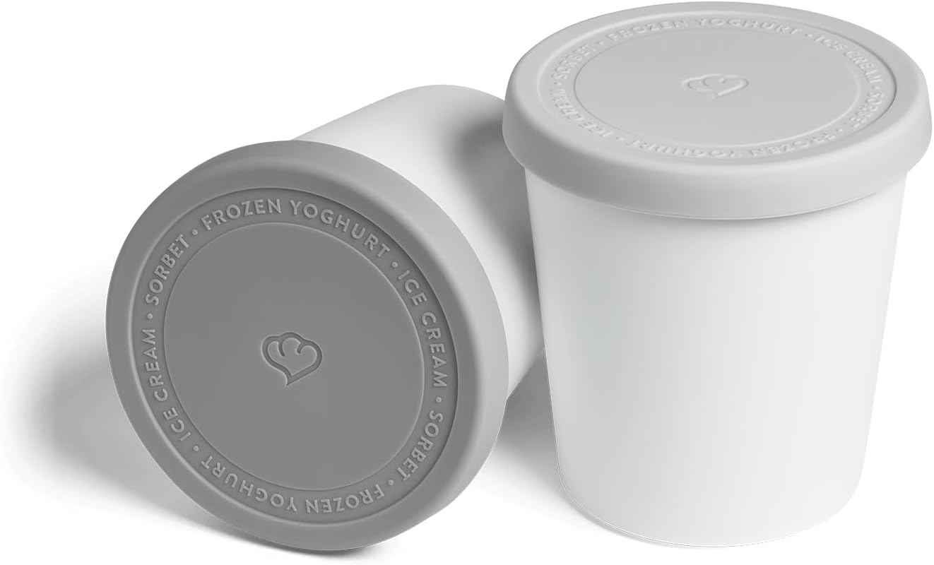 2-teiliges Eisbehälter-Set für Speiseeis, Grau