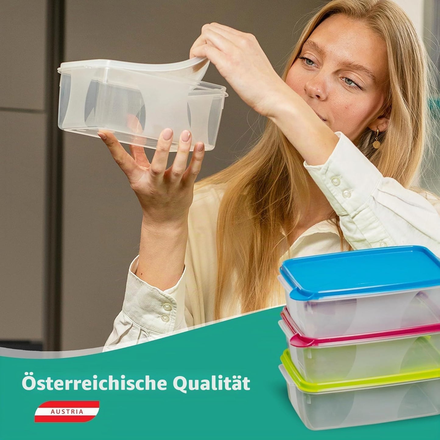 Gefrierdosen-Set mit Deckel, 2L Rechteckig Flach (6 Stk)