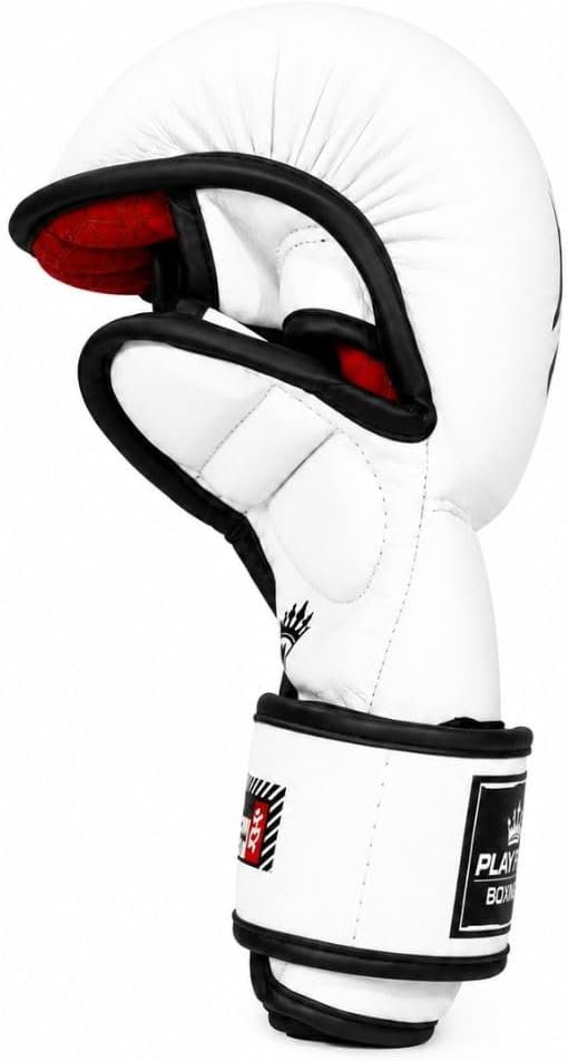 MMA-Grappling-Handschuhe mit offener Handfläche, Weiss S