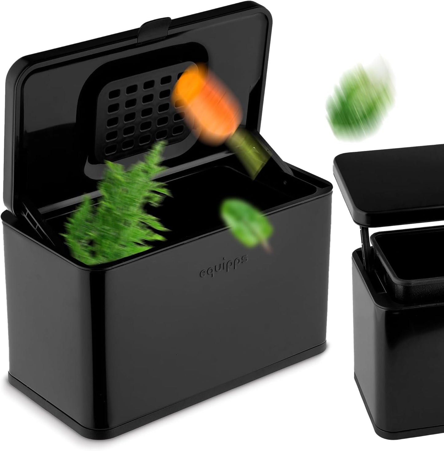Komposteimer mit Geruchsfilter, Schwarz 3l