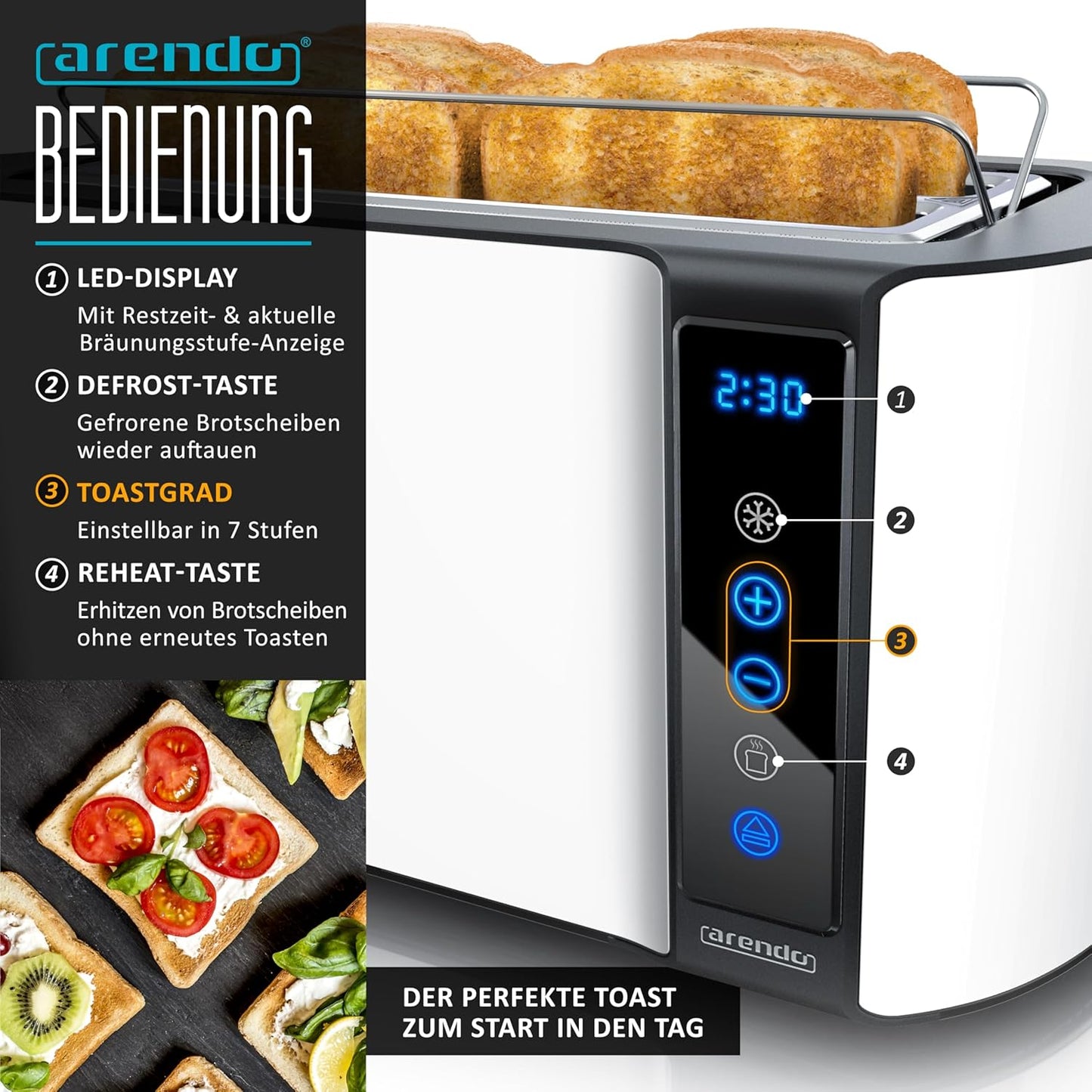 Frühstücksset: Wasserkocher & Toaster mit Temperatureinstellung, C: Set 2