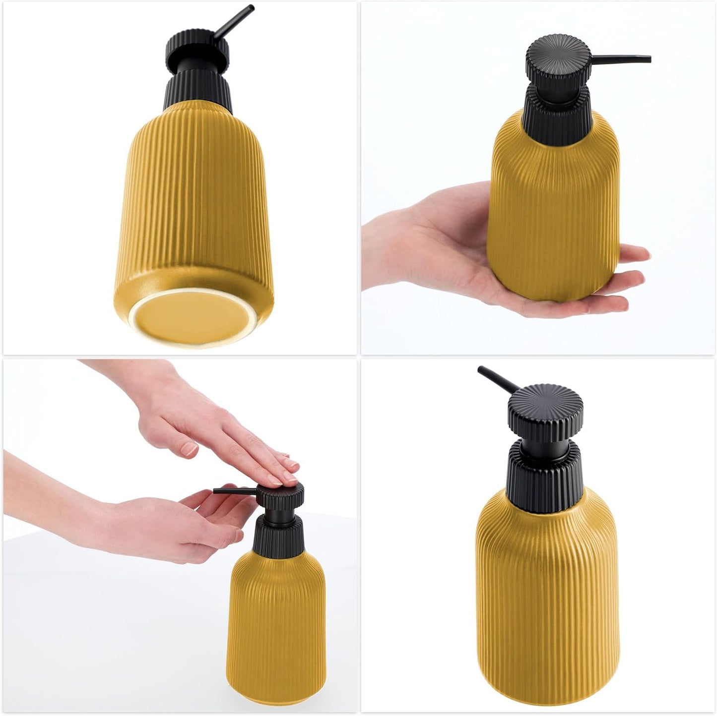 2-teiliges Badezimmer Zubehör Set mit Seifenspender und WC-Bürste, Gelb: Seifenspender, WC-Bürste 2