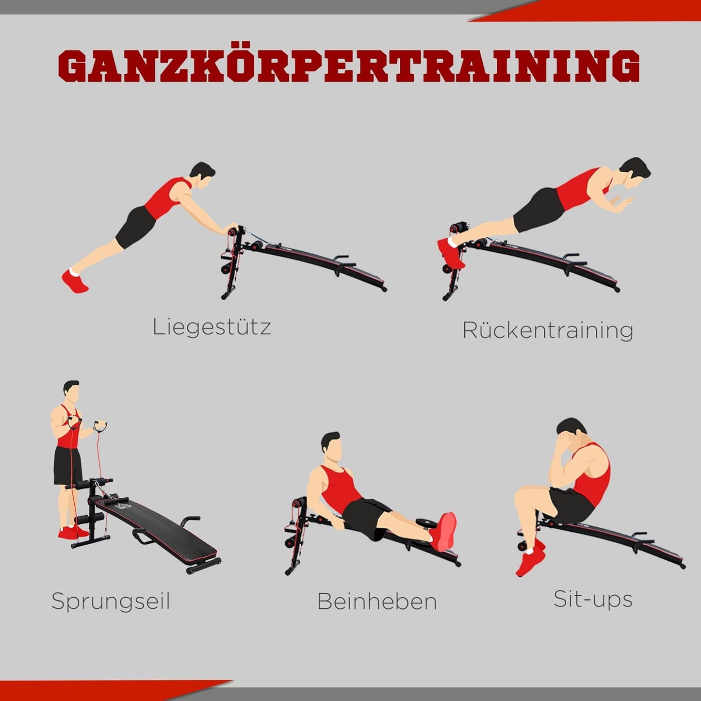 Sit-Up-Bank mit Widerstandsbänder