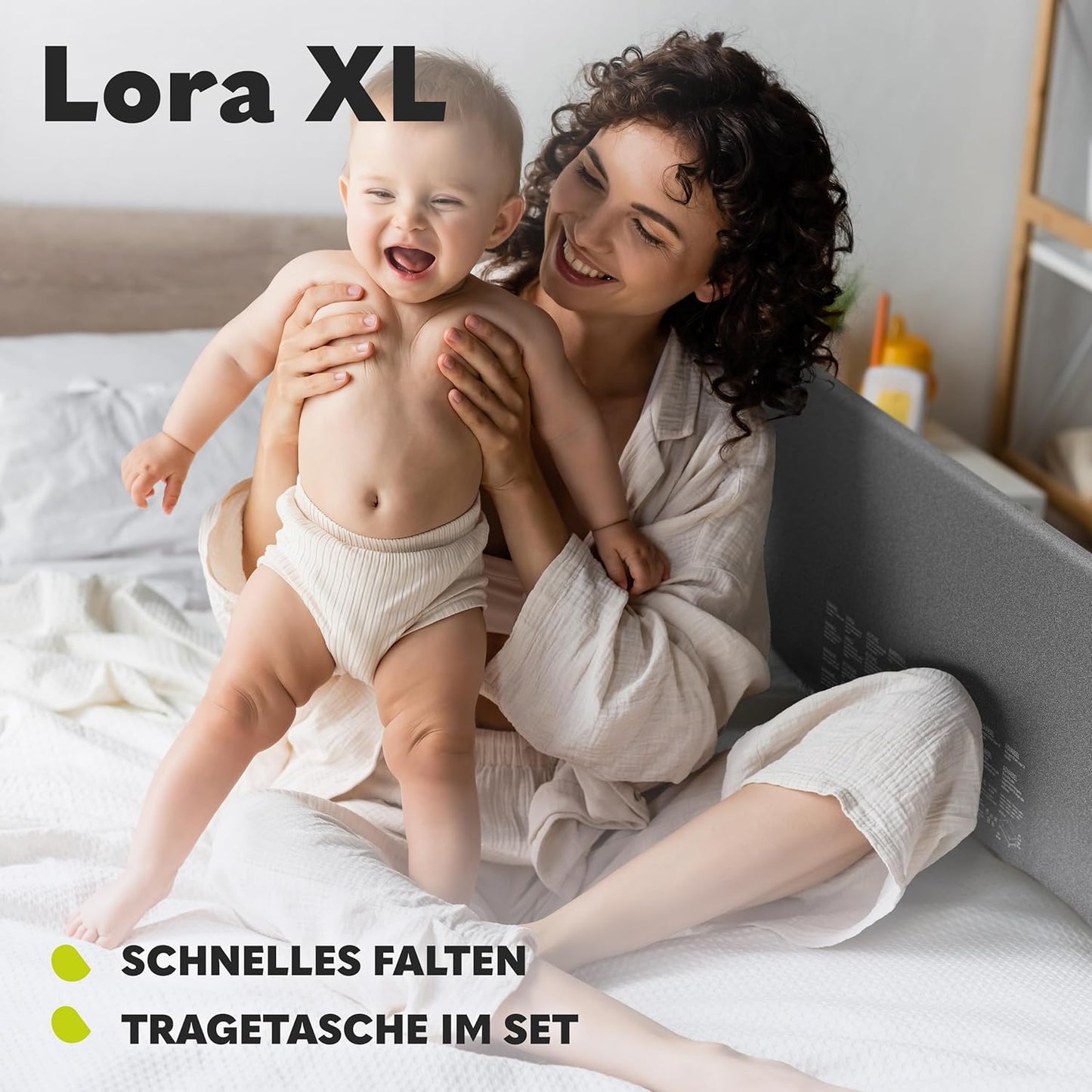 Lora Bettschutzgitter mit Neigungsverstellung, Beige X-Large
