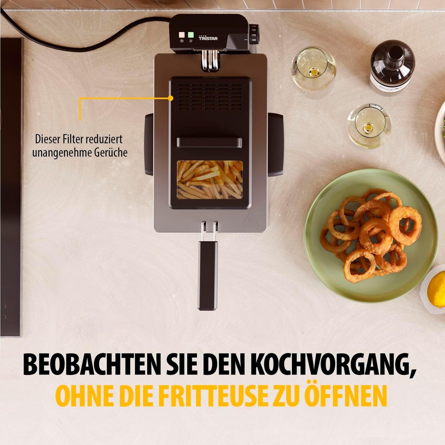Fritteuse mit Sichtfenster und Cool Zone Technologie, PRO mit Sichtfenster und Filter NEU