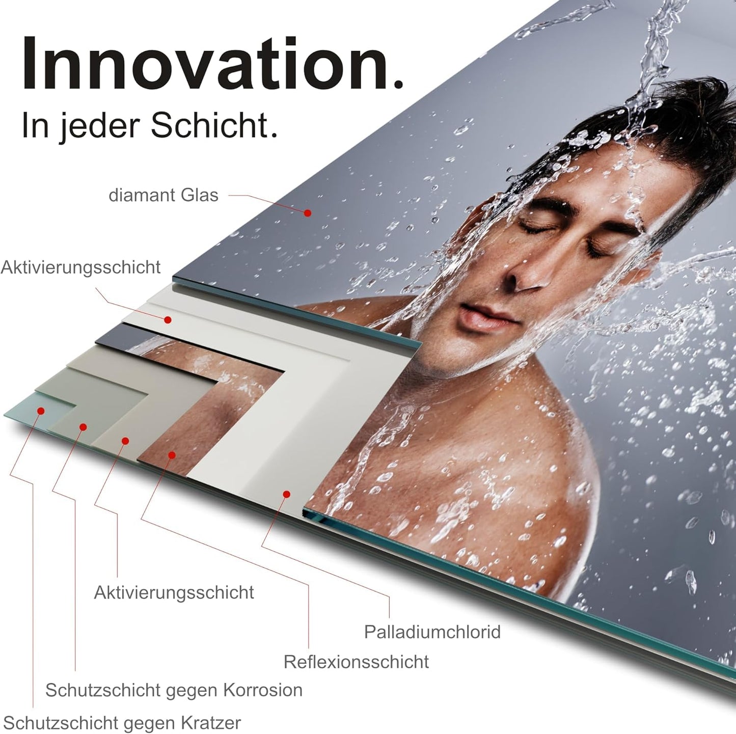 Badezimmerspiegel, 40x70 cm, Polierte Kante mit Befestigung 40L x 70B cm