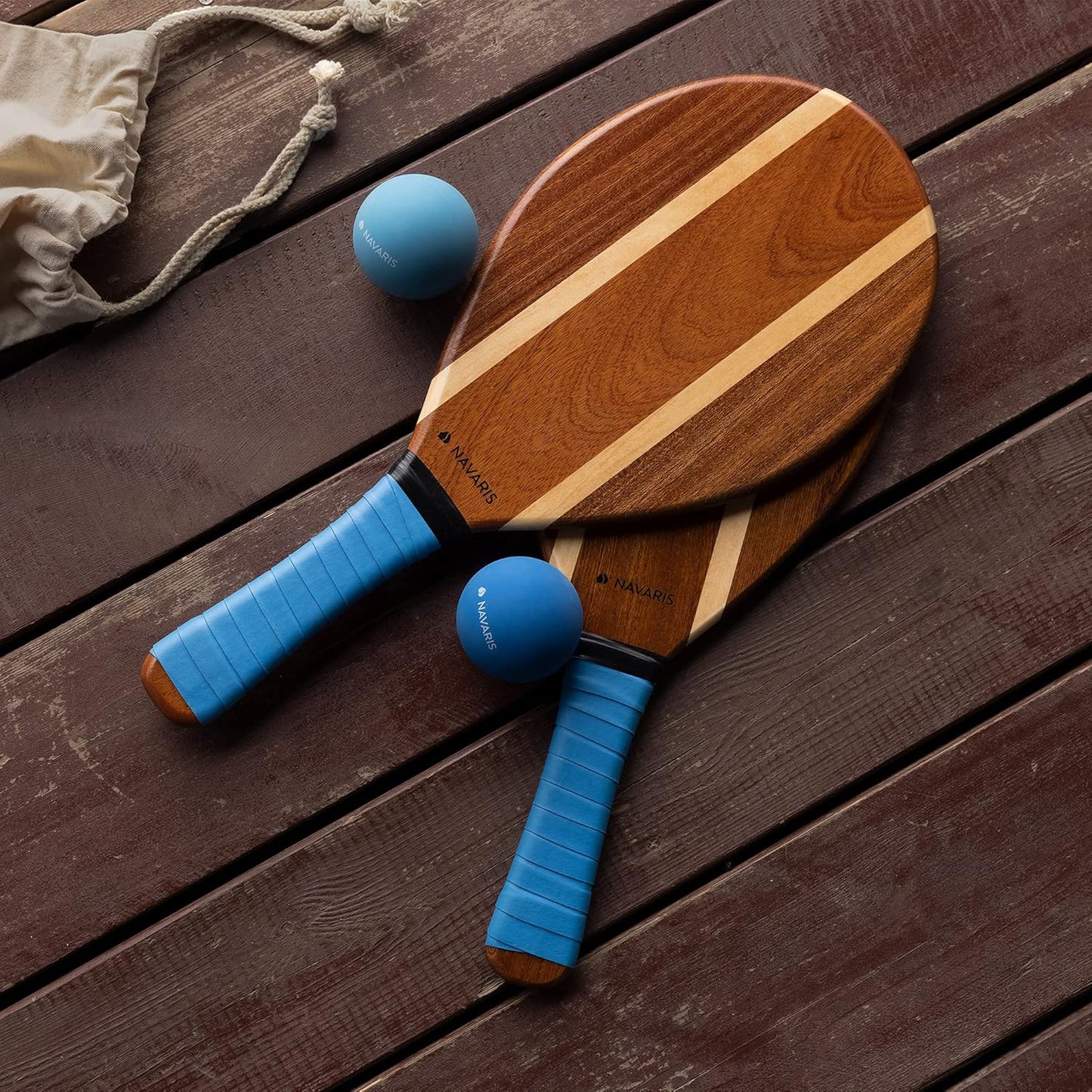 Beach Tennis Set, Blau mit Streifen