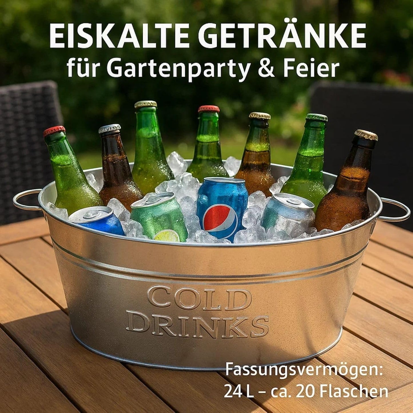 Zinkwanne XXL Getränkekühler 24 Liter