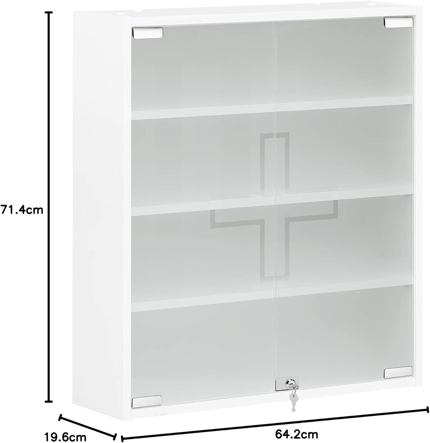 Abschliessbarer Medizinschrank, 71,5 x 64,2 x 19,6 cm