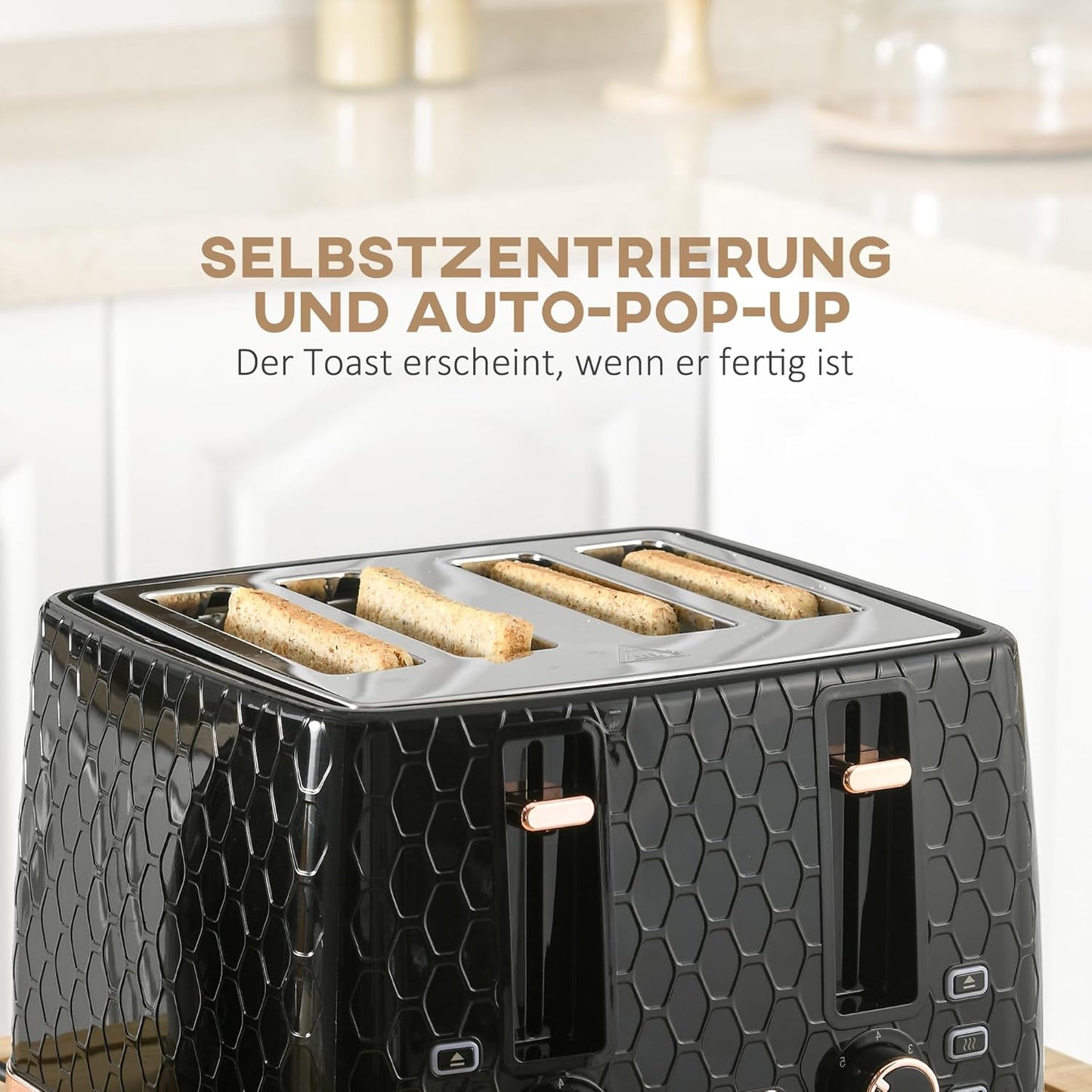 Frühstücksset mit Wasserkocher & Toaster (4 Scheiben), Schwarz