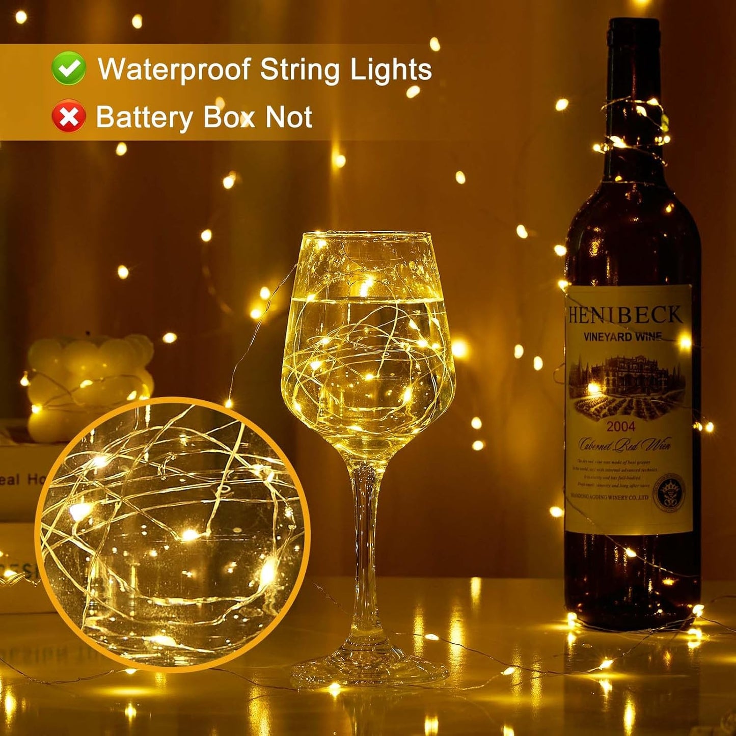 20 Stück LED Drahtlichterketten mit 10 Lichtern, Warmweiss