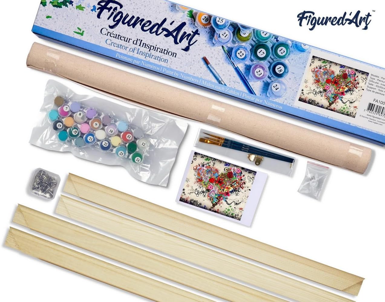 Malen-nach-Zahlen Set Blumenherz, Blumenherz 40x50cm Mit Keilrahmen (nicht gespannt)
