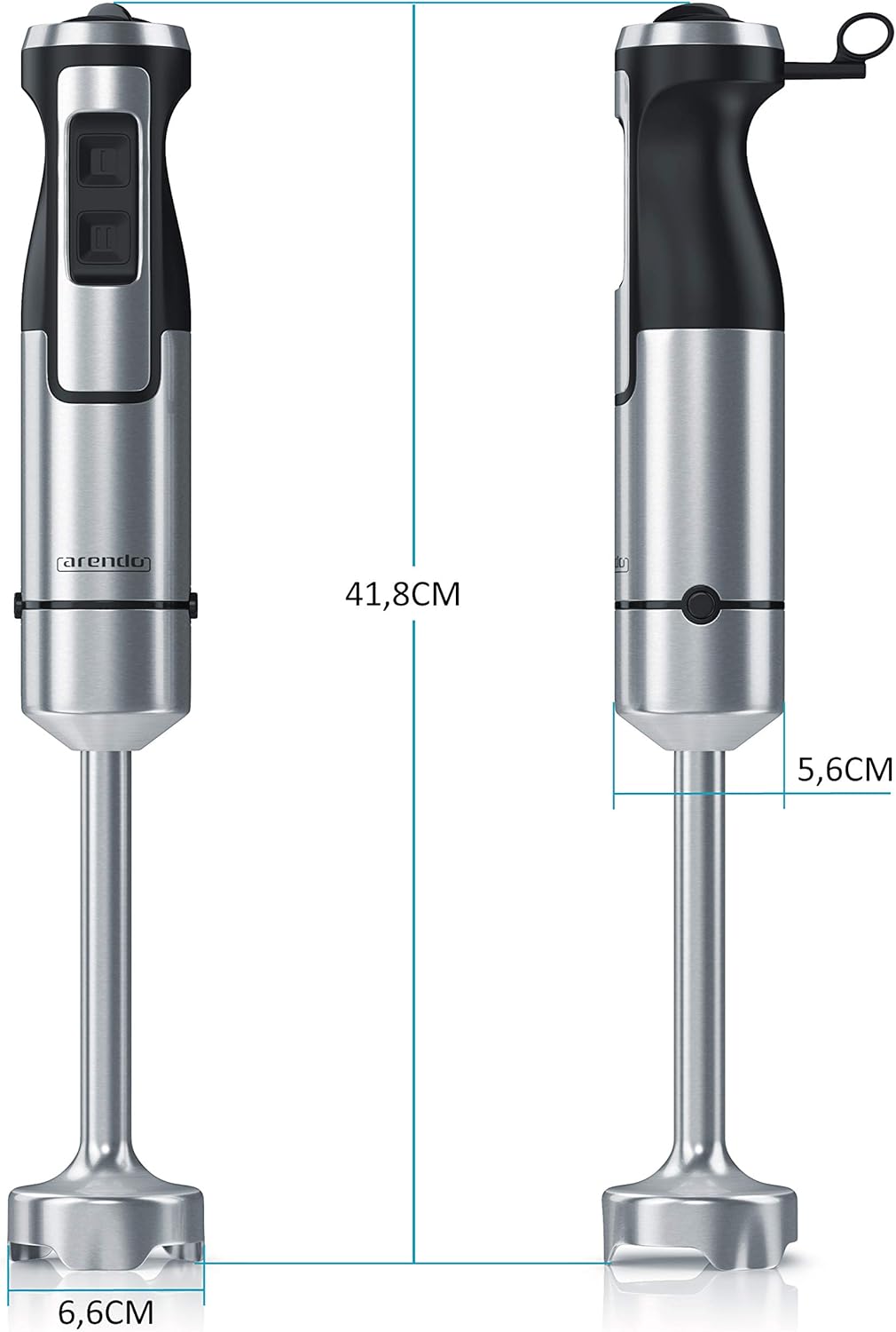 Stabmixer 1000 Watt mit stufenloser Geschwindigkeitsregelung, A: Silber Edelstahl