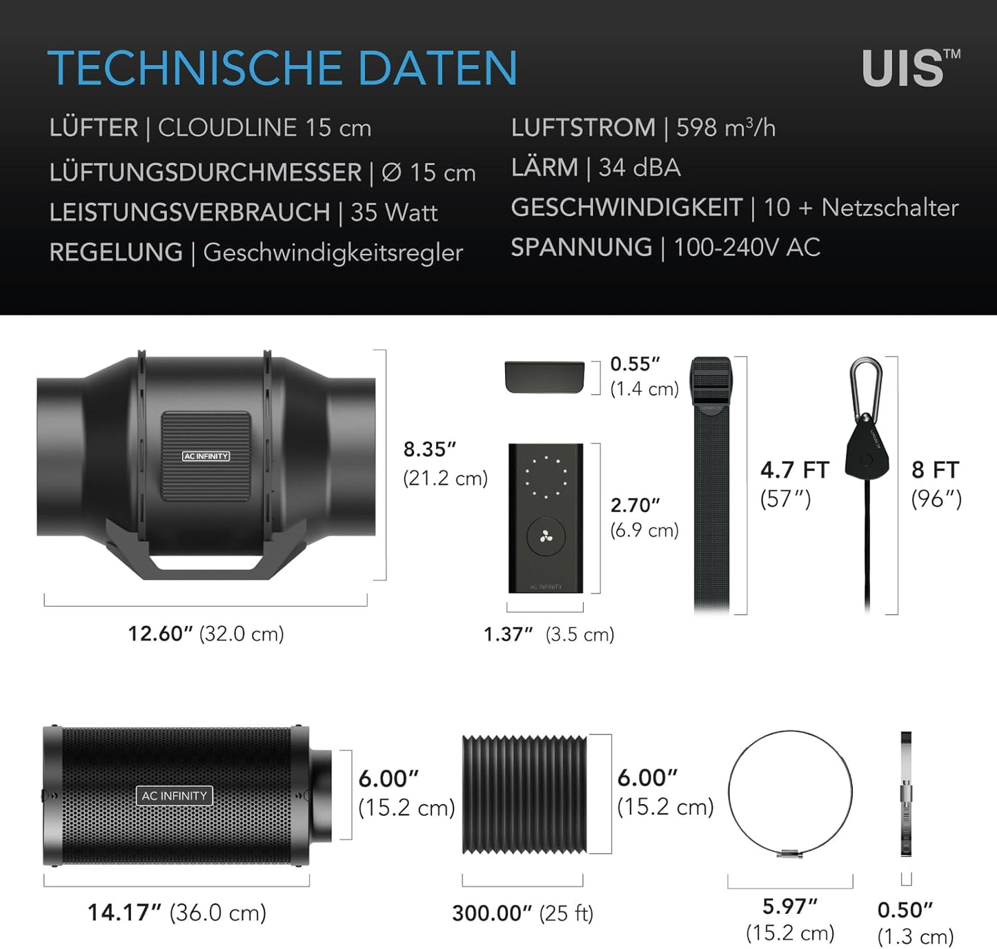 CLOUDLINE LITE Luftfilter-Set für Indoor-Gartenarbeit, 6-Inch