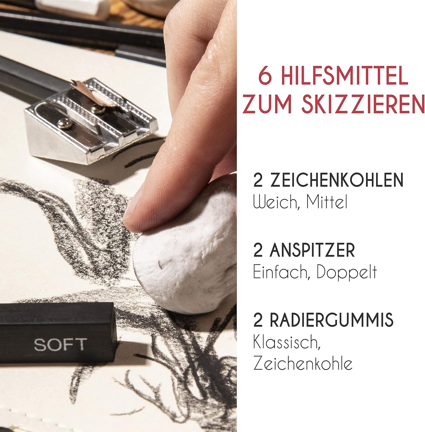 Skizzenbuch mit 18-teiligem Zubehörset