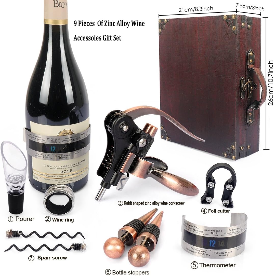 Korkenzieher Geschenkset mit Flaschenöffner & Verschlüssen, Style 02