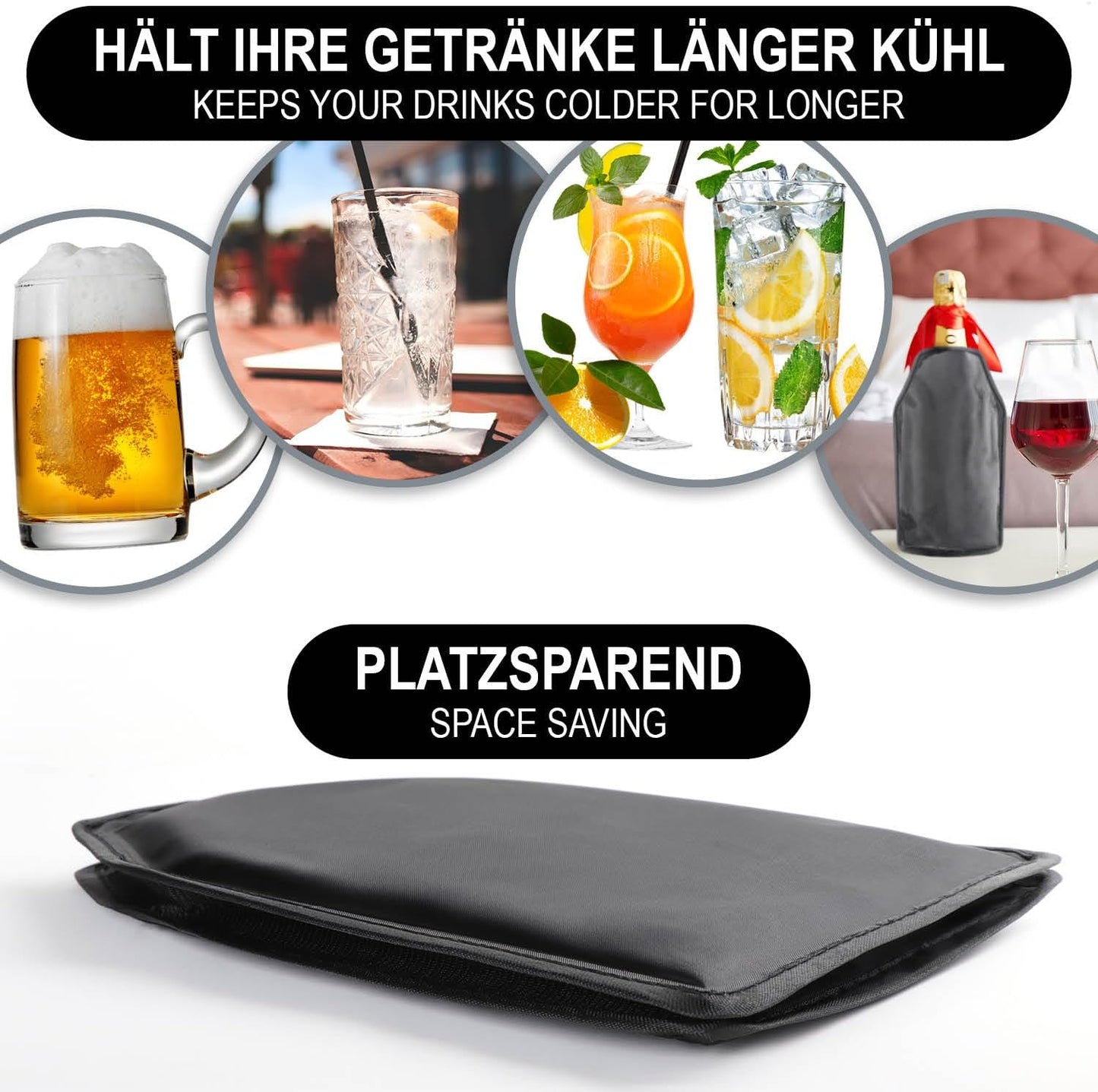 2er-Set Flaschenkühlmanschette, 02 Stück - Schwarz