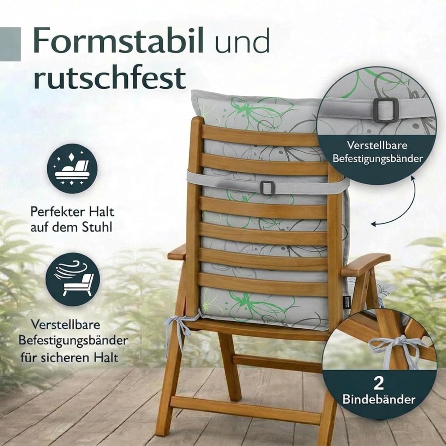 2er-Set Auflagen für Hochlehner-Gartenstühle, Motiv 4 2x Hochlehner