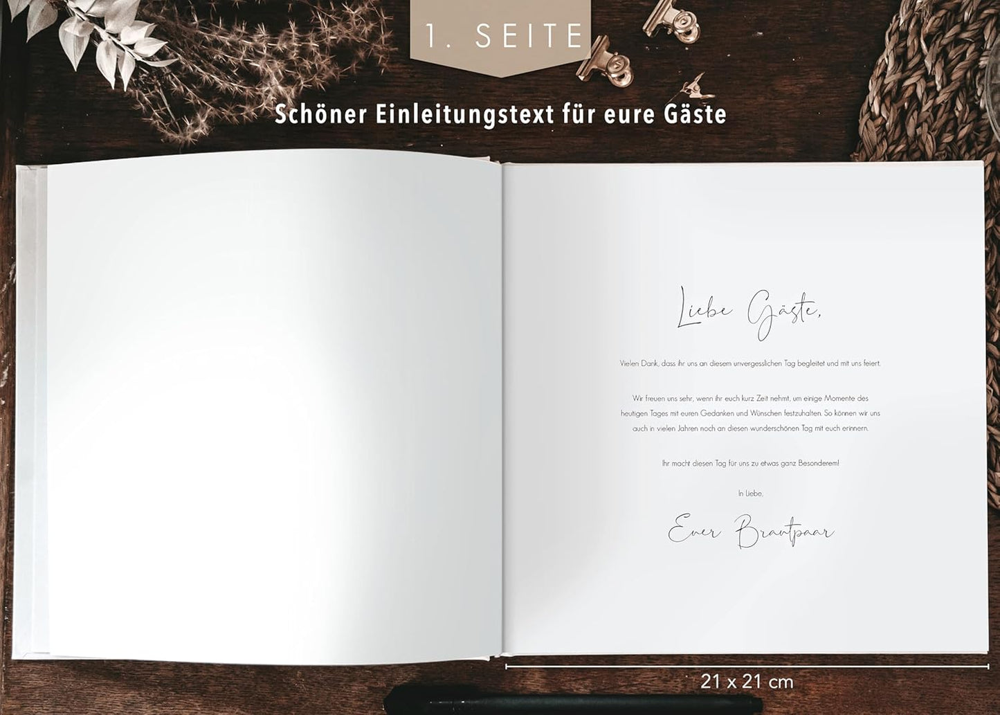Hochzeit-Gästebuch mit Fragen zum Ausfüllen, mit Fragen Beige