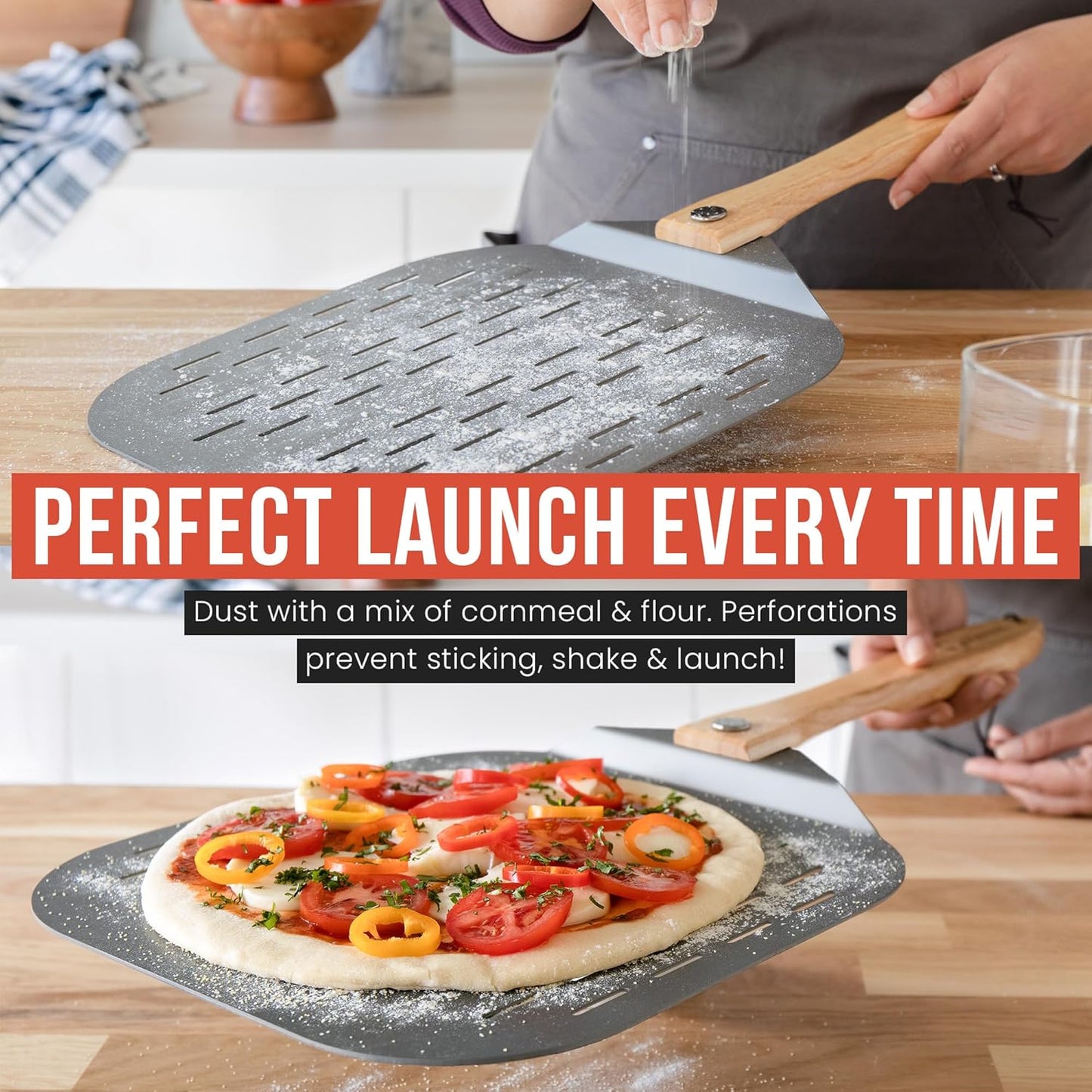 Pizzaschaufel mit faltbarem Griff, 35,6 x 40,6 cm