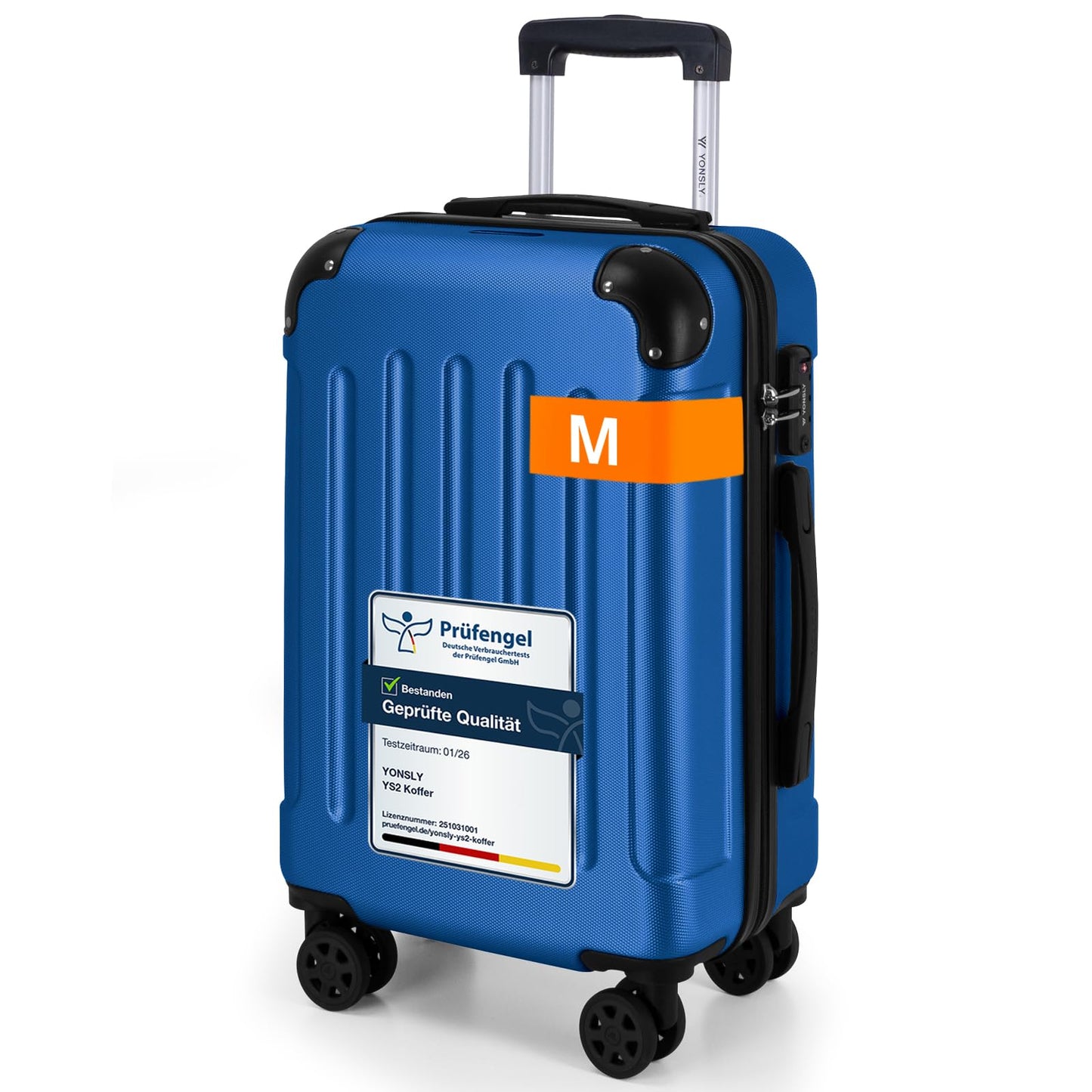 Kabinenkoffer mit TSA-Schloss und 360° Rollen, M (55cm-42L) YS2C1-Premium Saphirblau