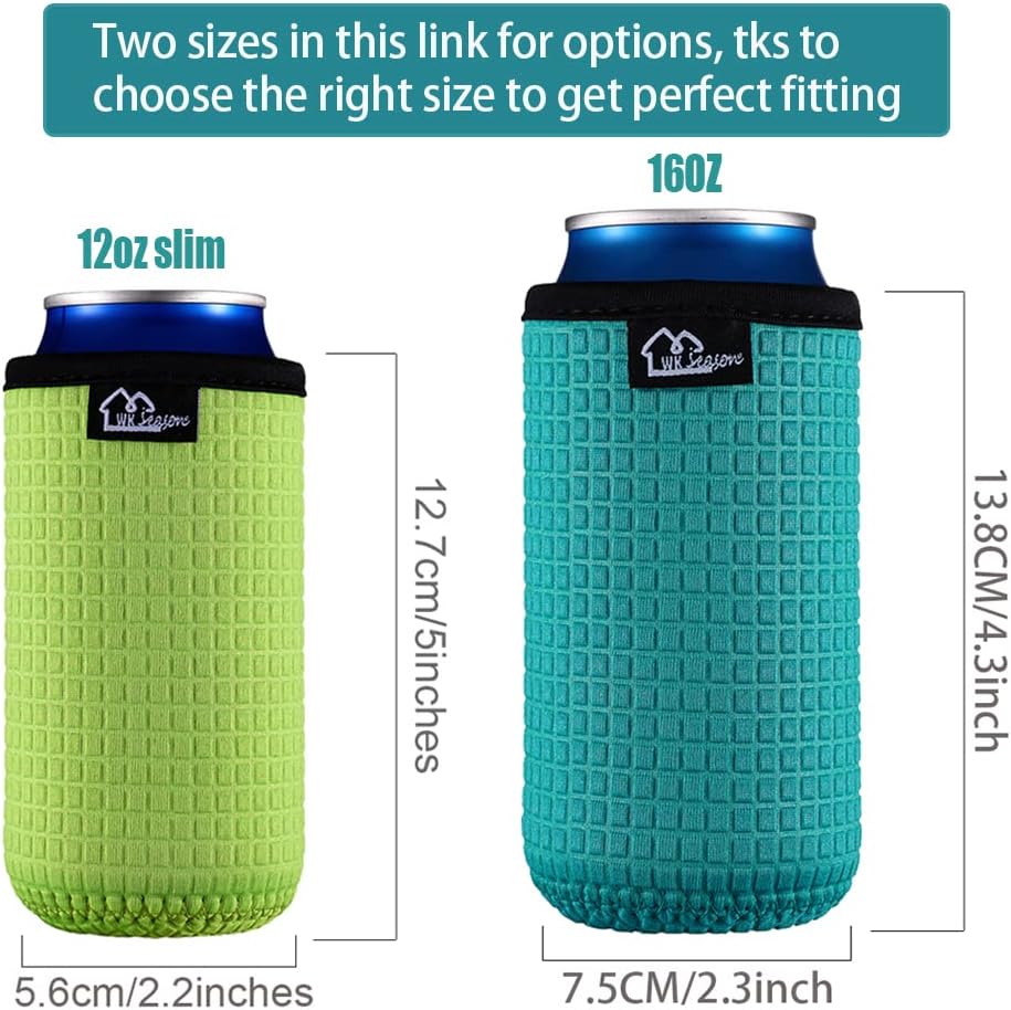 Slim Can Cooler Set, Green/Orange/Grey/Light Blue 12OZ slim