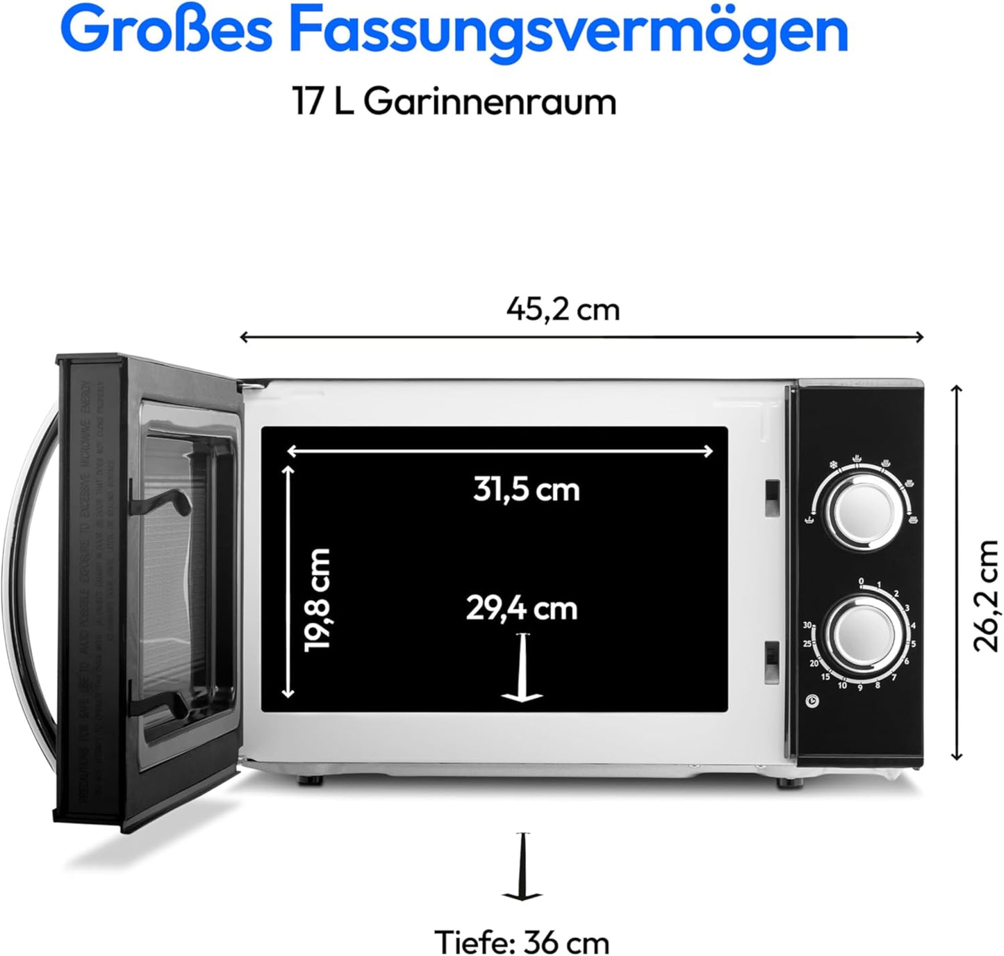 MD 15644 Mikrowelle, Schwarz 17 Liter | 700 Watt | 6 Leistungsstufen