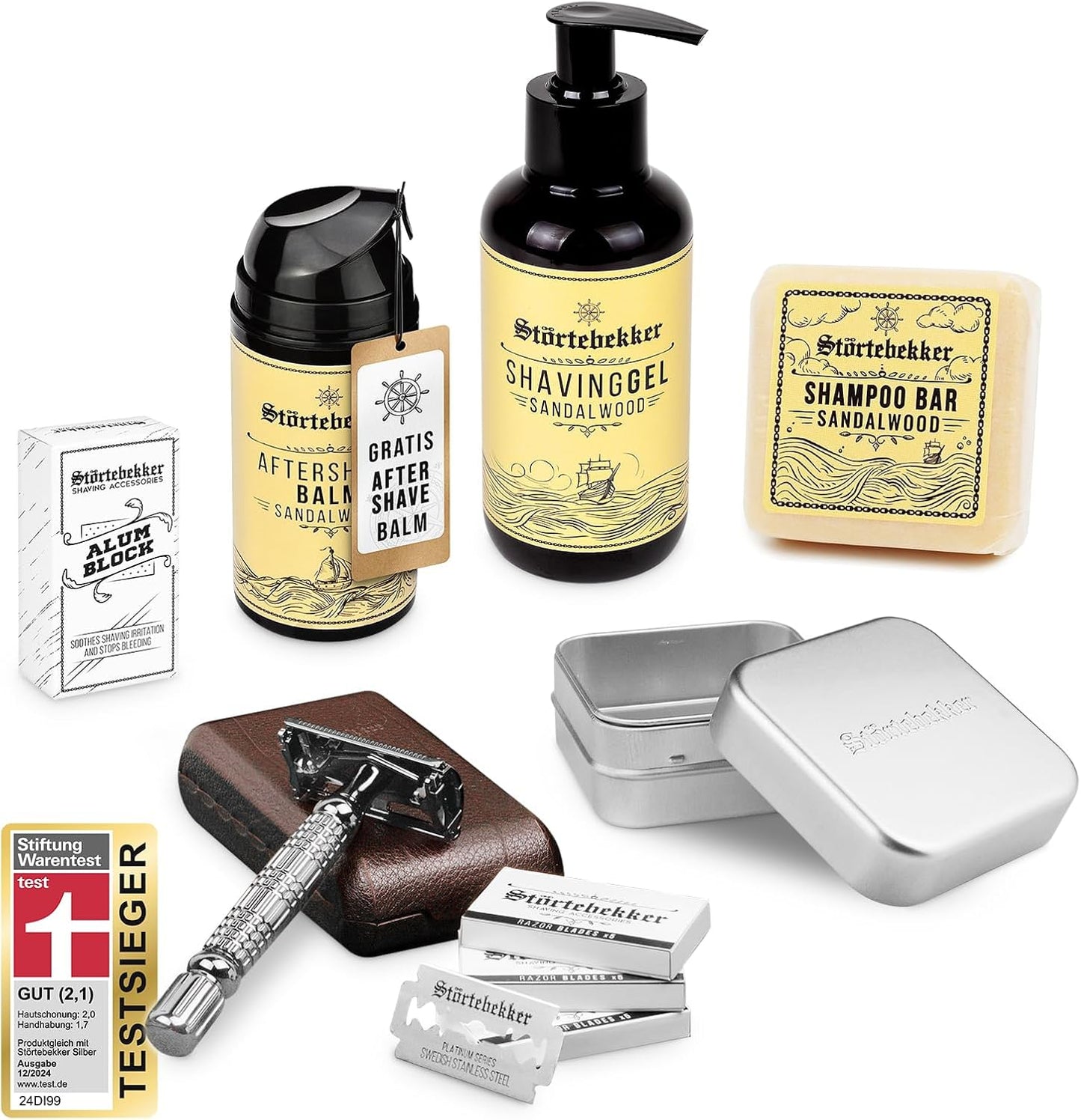 Shower & Shave Essential Set für Herren, Silber / Café
