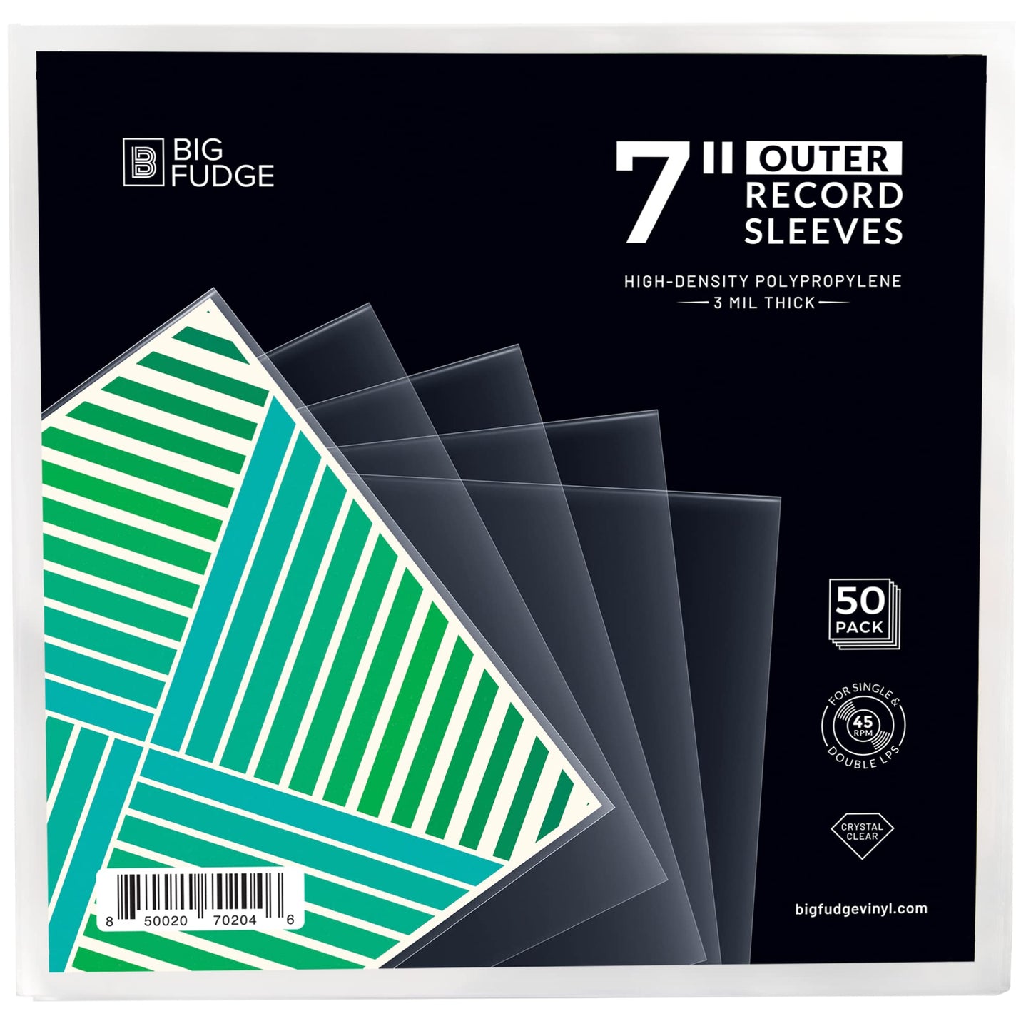 50-teiliges Schallplatten Aussenhüllen-Set, 50 Kristallklar, faltenfrei, Polypropylen (PP)