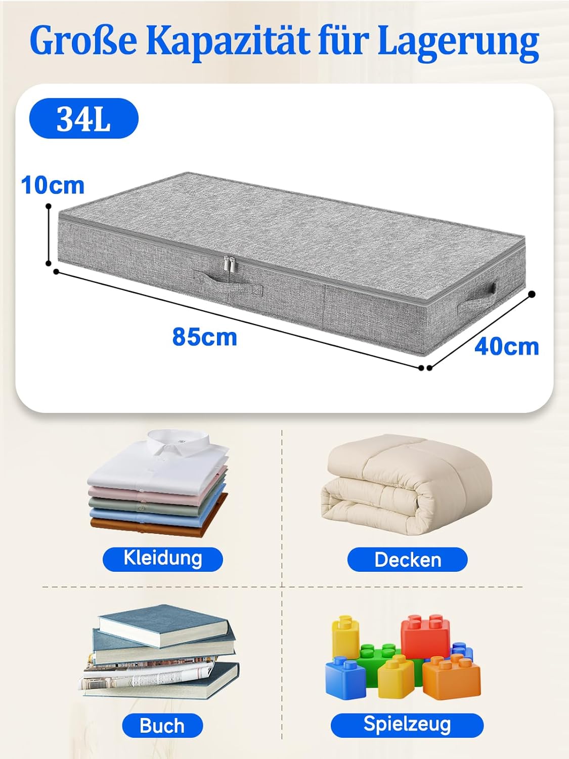 2-teiliges Unterbett-Aufbewahrungsboxen-Set, 2pcs mit Pp-kunststoffplatten