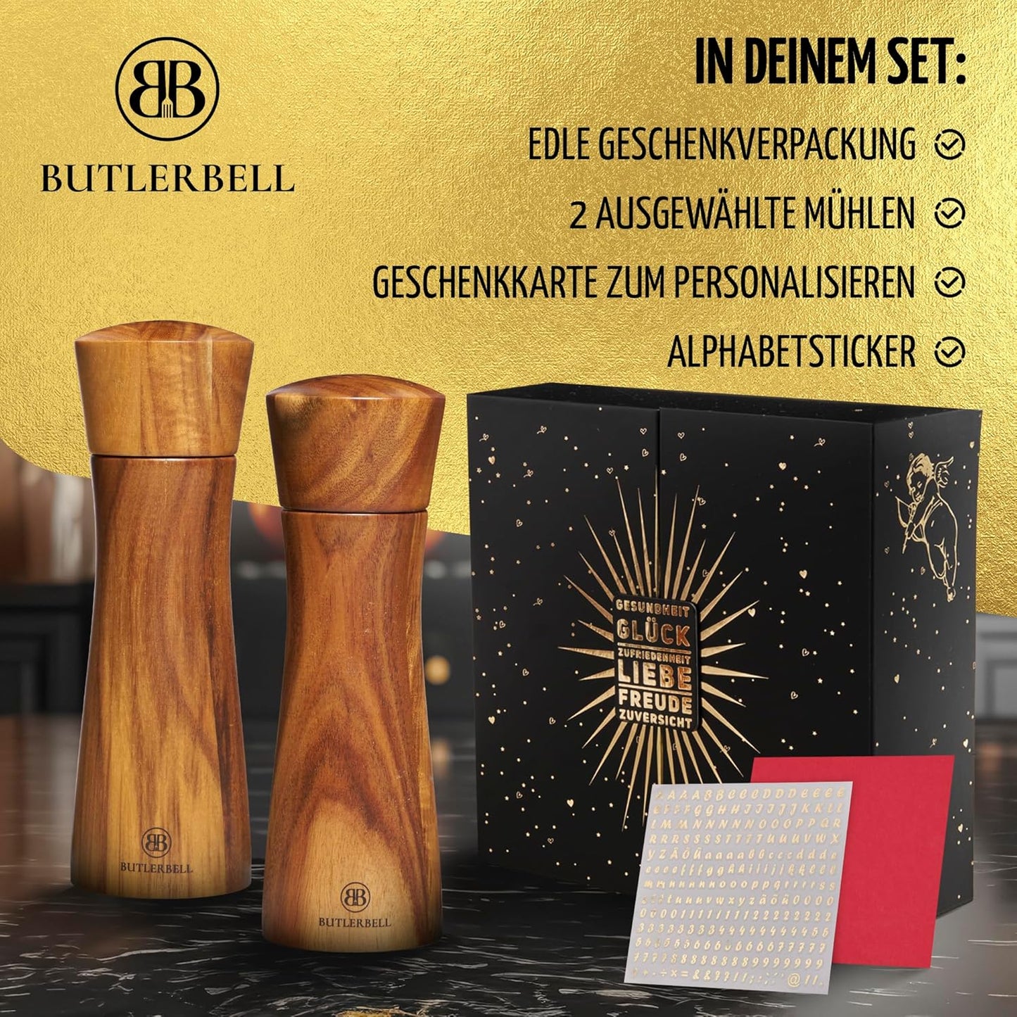 Salz- und Pfeffermühlen-Set in Geschenkbox, Engel