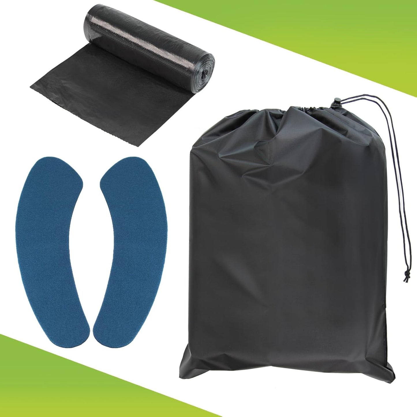 Faltbare Campingtoilette mit 12 Beuteln, grau/schwarz