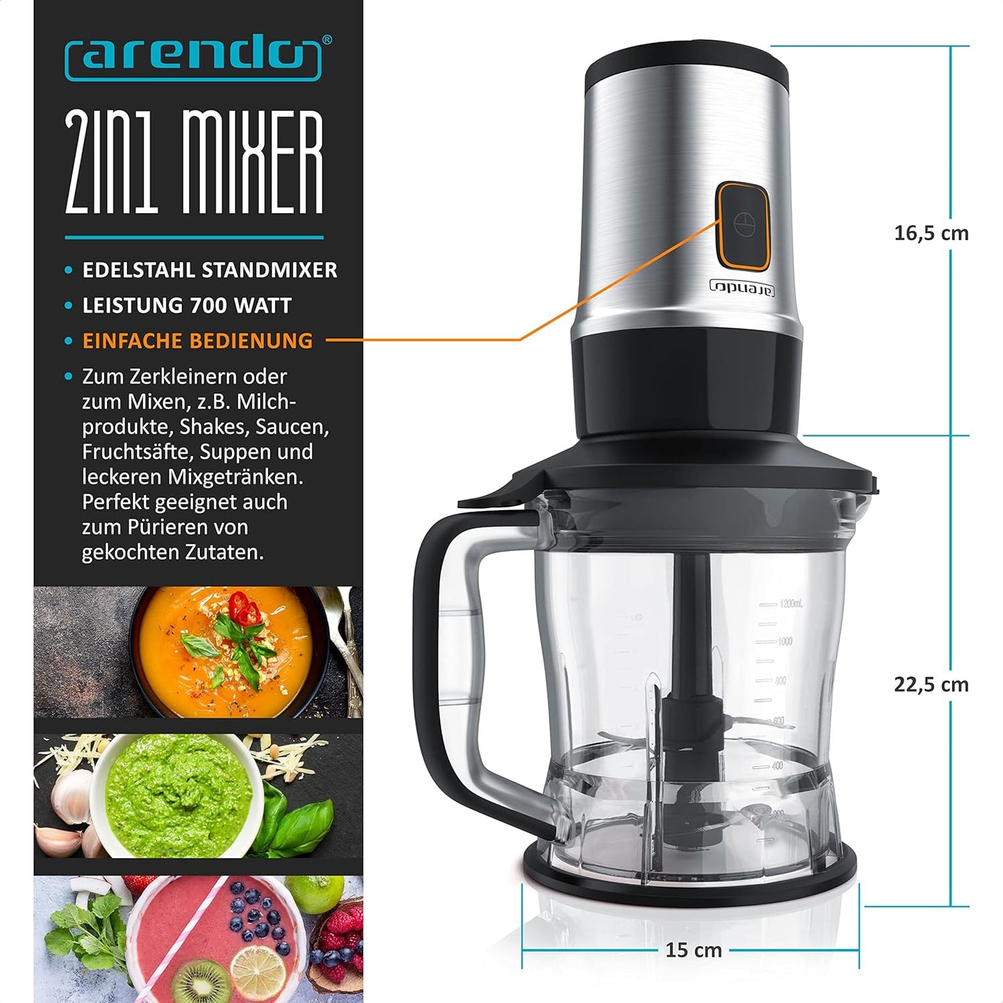 2in1 Standmixer mit Smoothie-Behältern