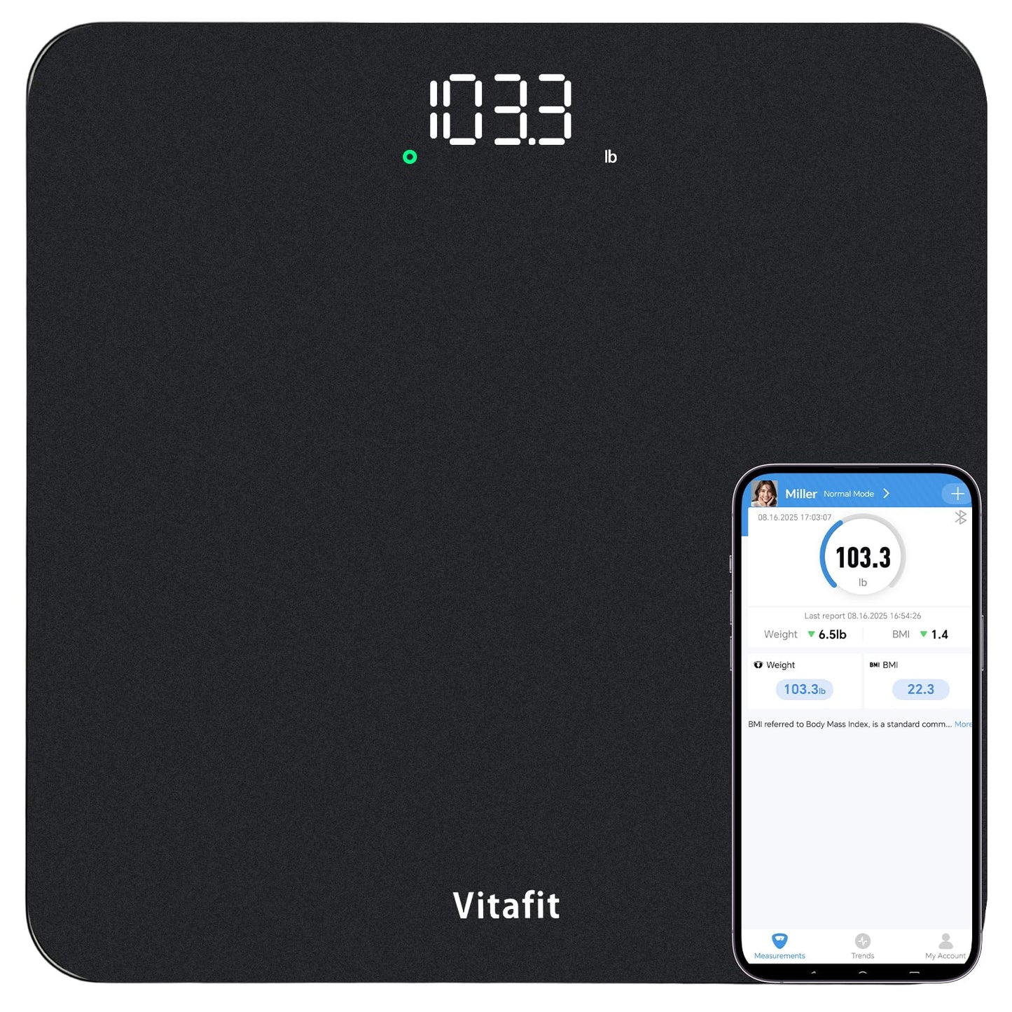 Smart Personenwaage, Smart Waage Schwarz