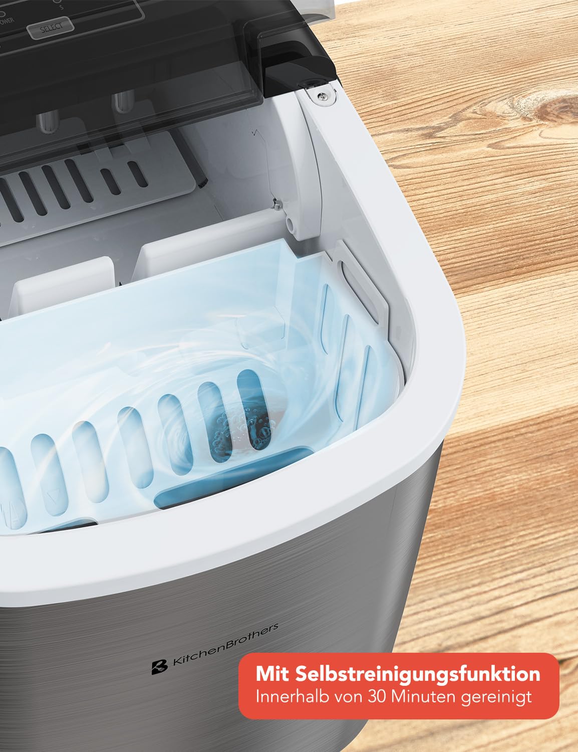 Eiswürfelmaschine mit Ice Crusher Funktion, Silber