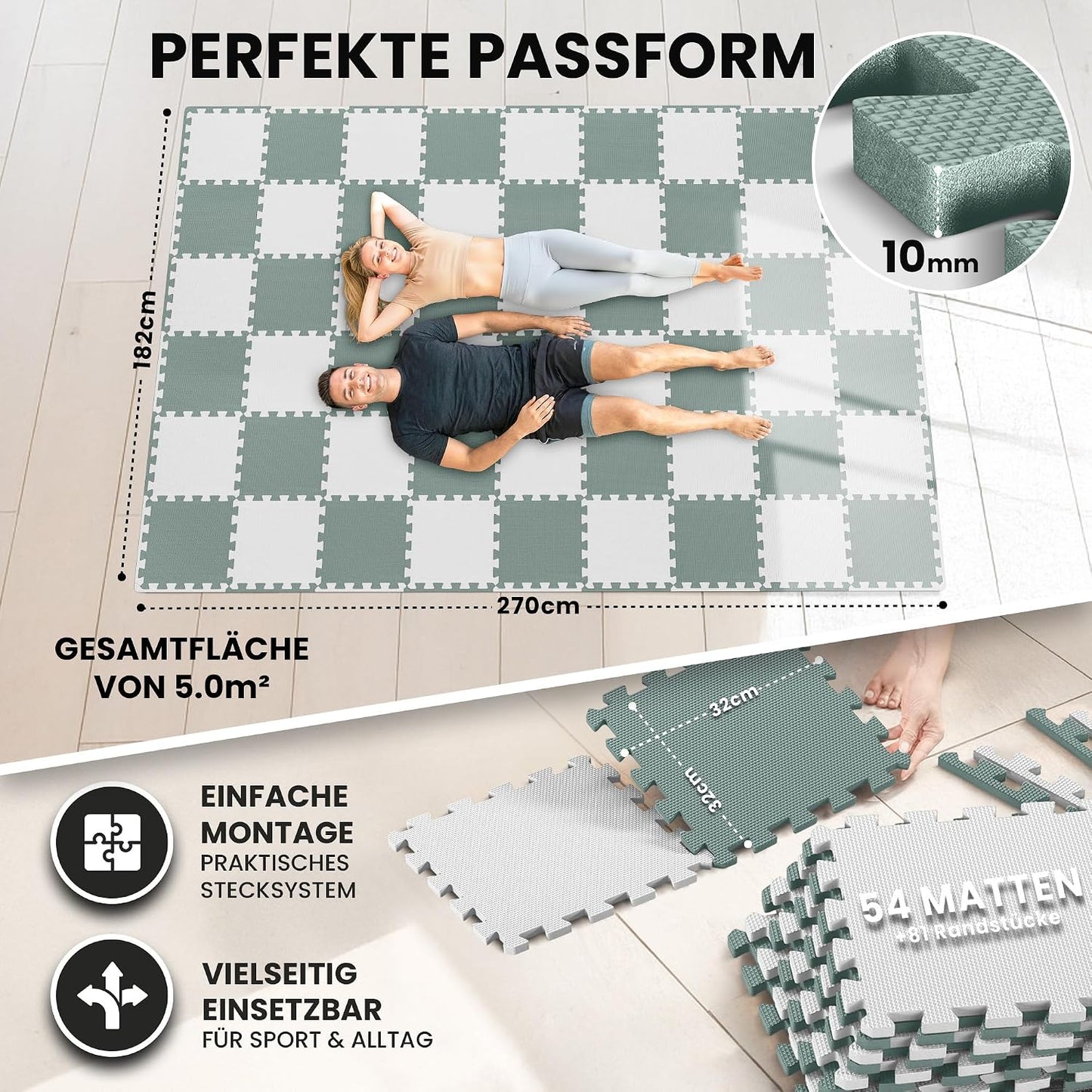 Bodenschutz- und Sportmatten-Set, 54 Stück