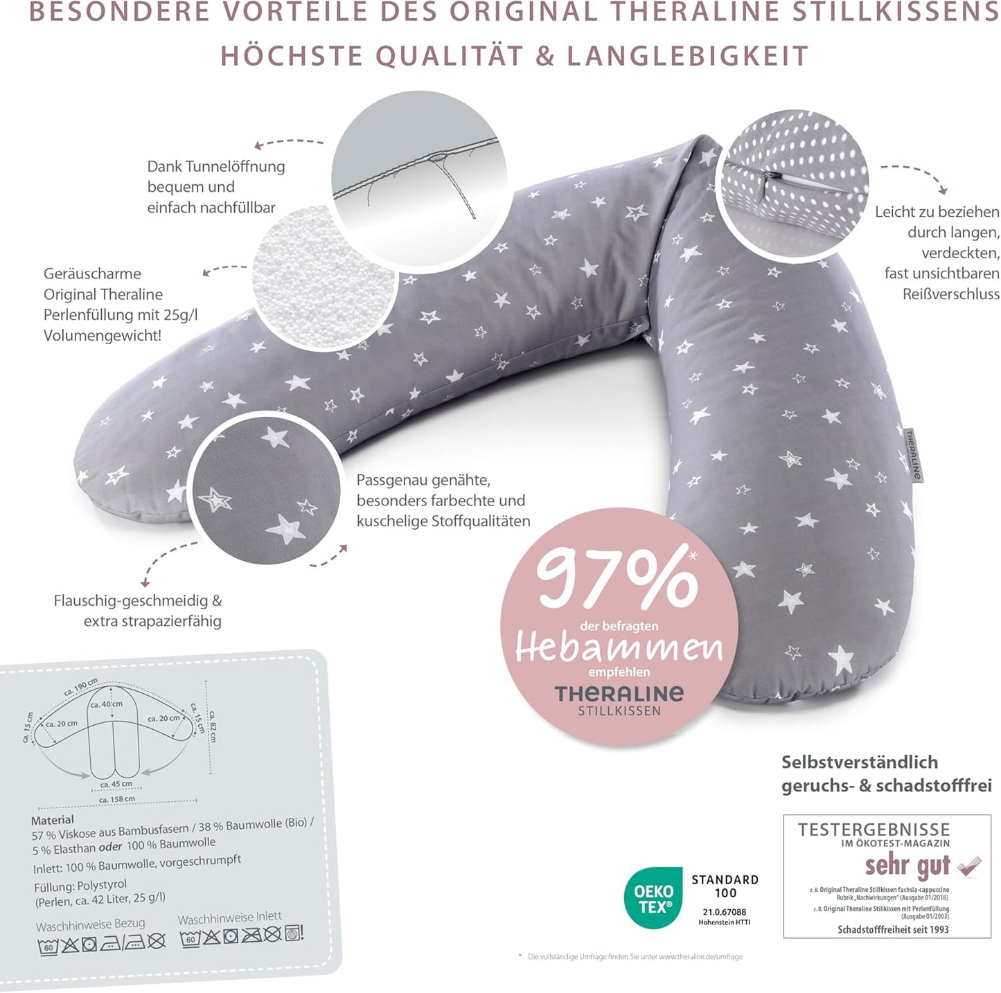 Stillkissen "Das Original" mit Microperlenfüllung inkl. Bezug 190 cm, Musselin Sandbeige