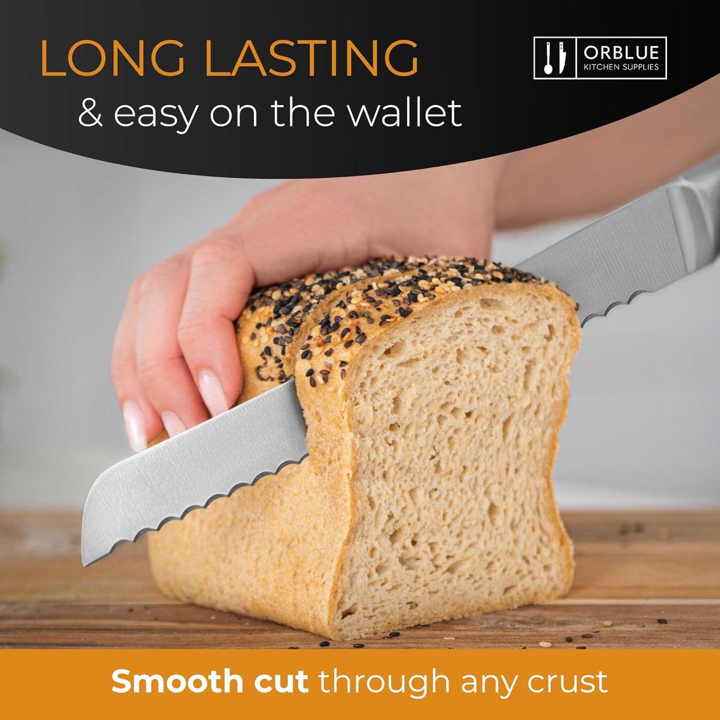 Brotmesser mit Wellenschliff, Edelstahl