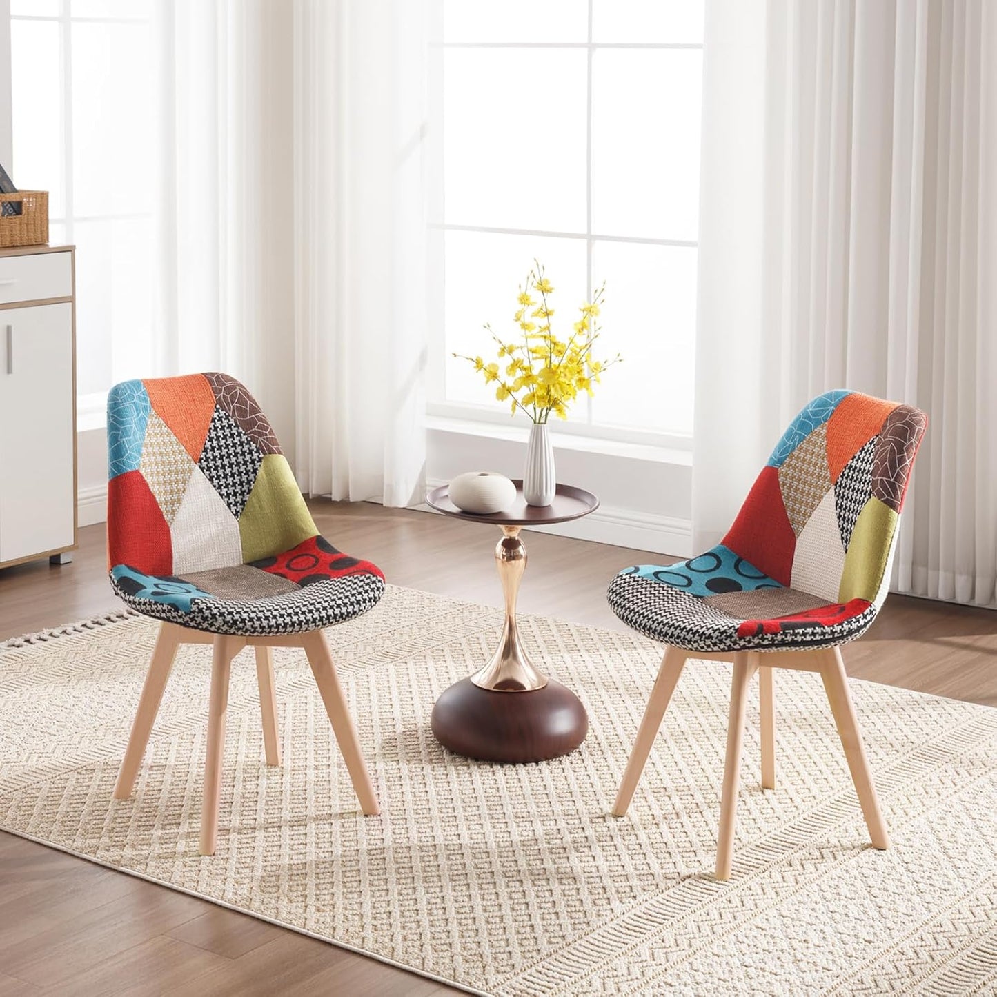 Esszimmerstühle im Patchwork-Design (8er Set), Mehrfarbig|8er set