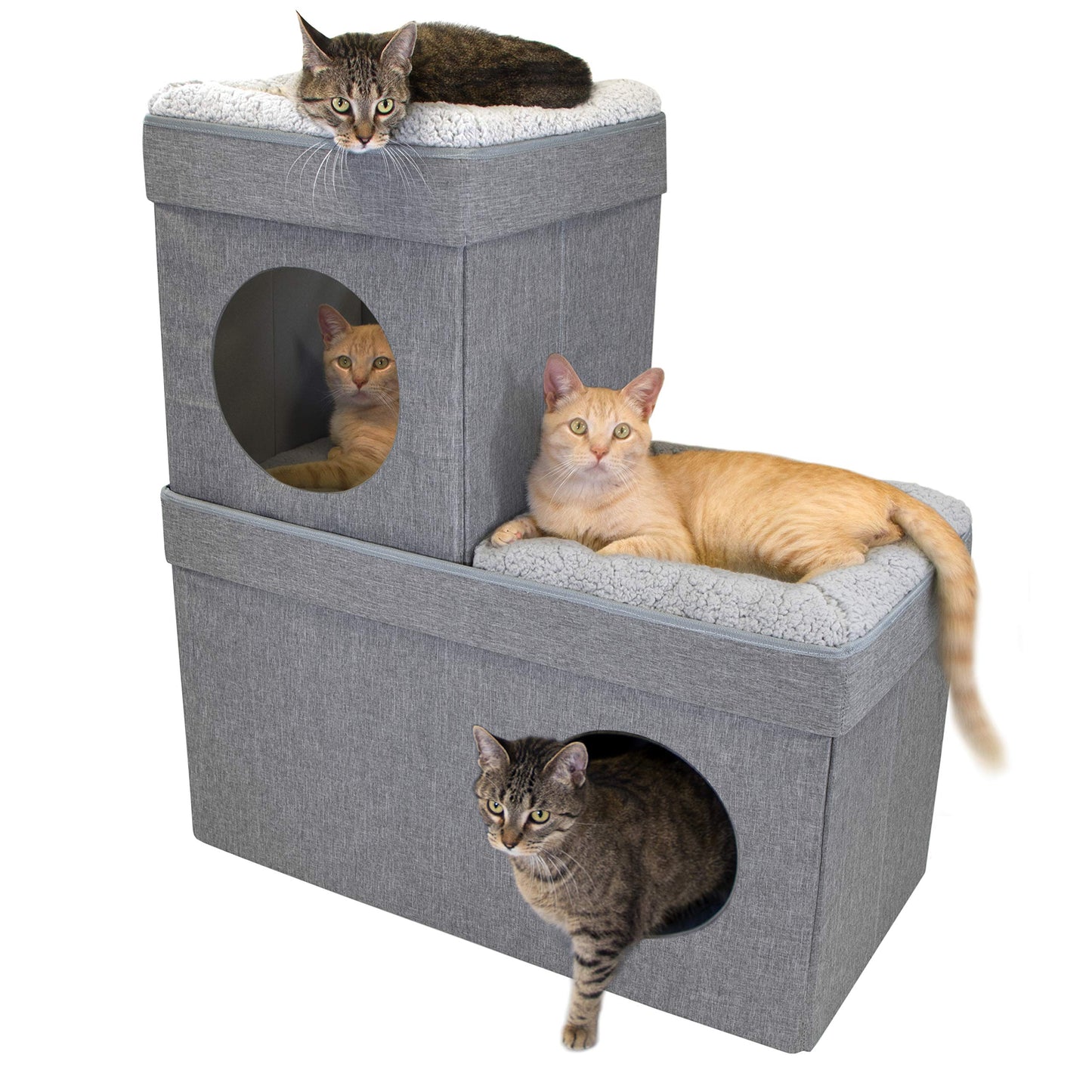 Doppelstöckiges Katzenhaus Cat Condo mit Pop-up Bett, Double Story