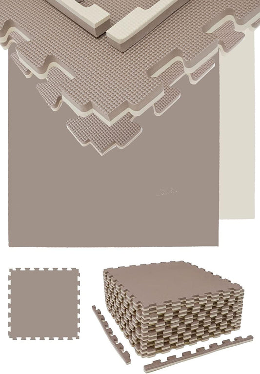 12-teiliges Kampfsportmatten-Set, 12 Matten 63 x 63 cm Beige Braun