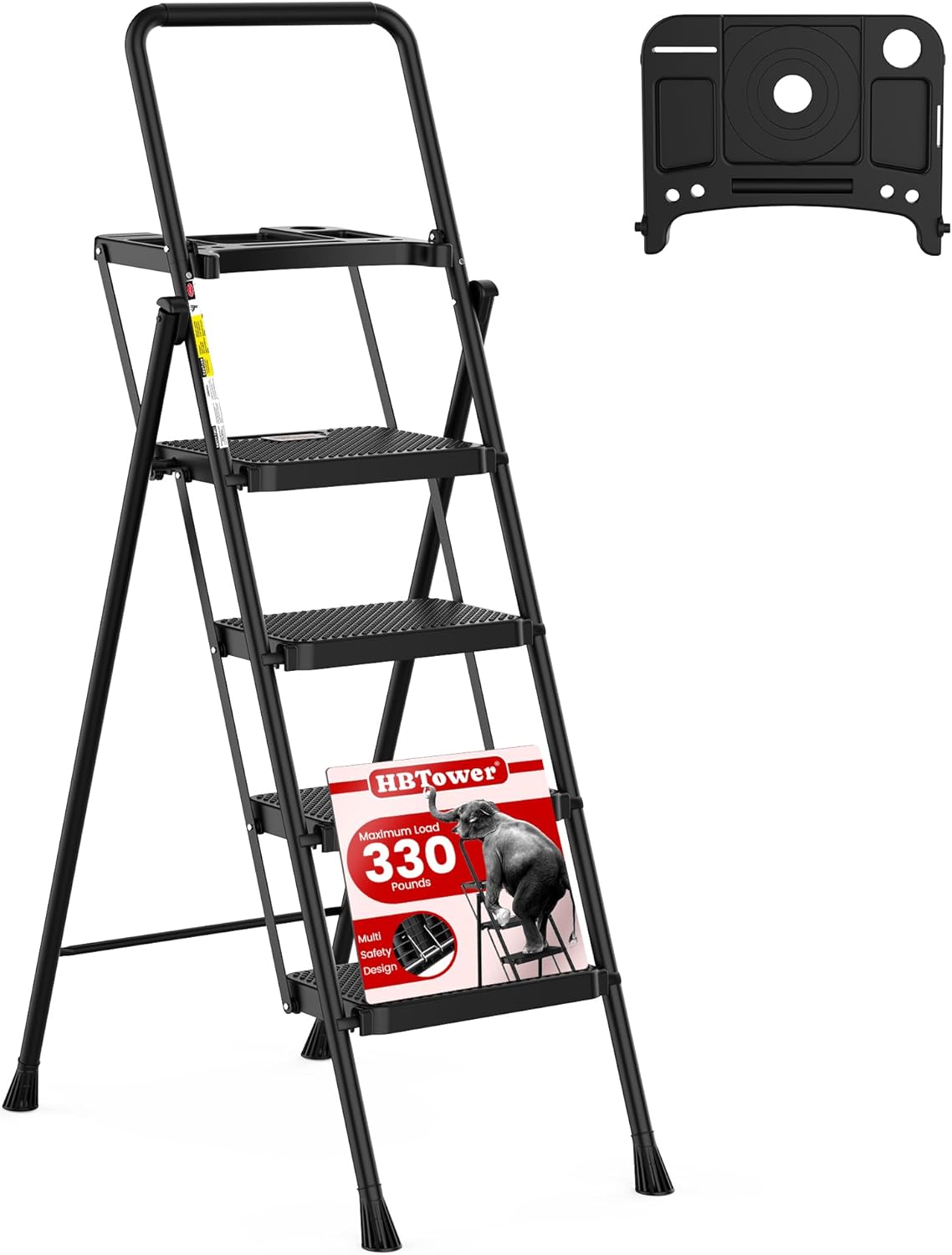 Trittleiter klappbar, Schwarz 4-Stufen