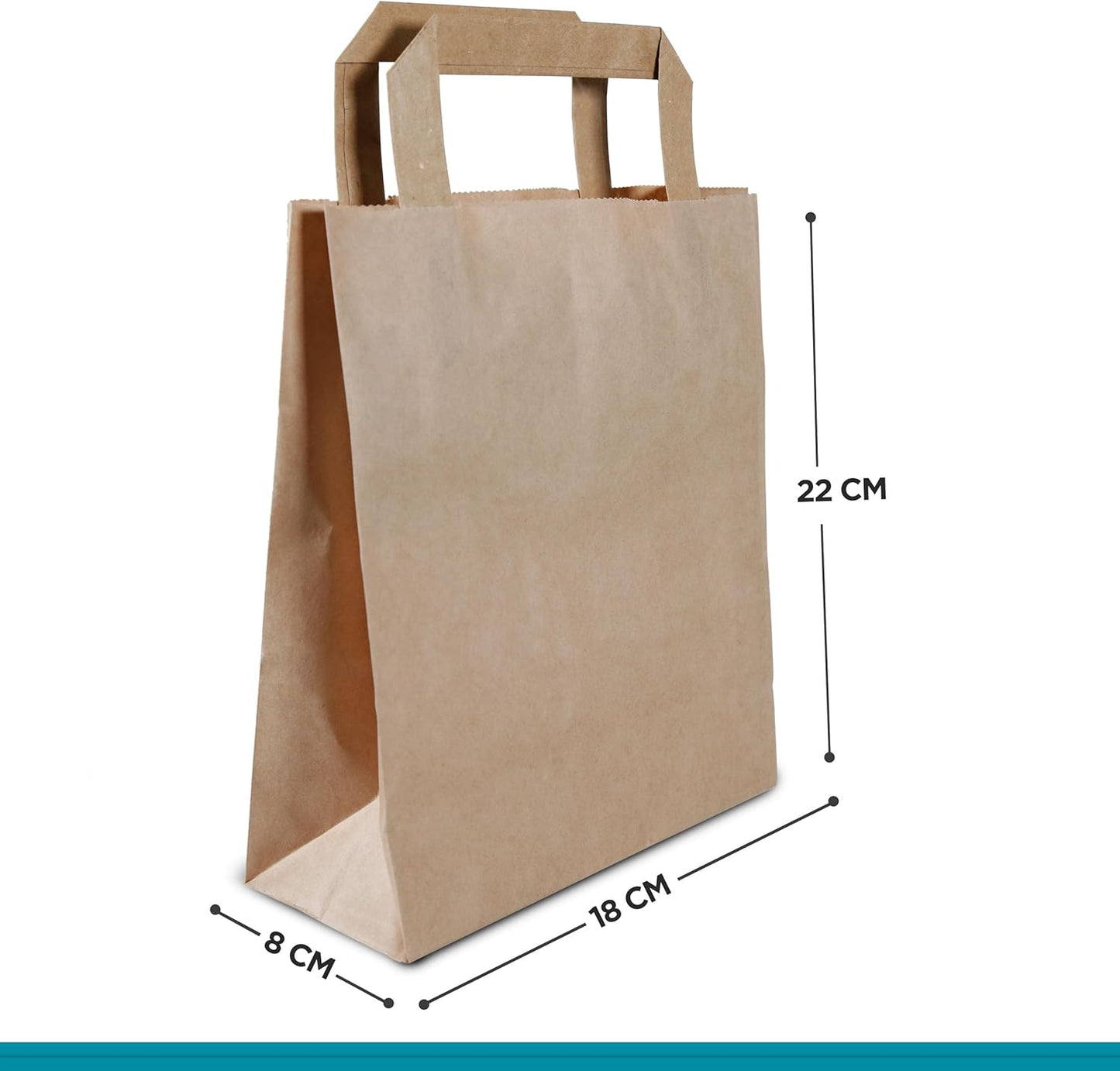 Kraftpapier-Tragetaschen 250 Stück, 18+8 x 22 cm - 250 Stück Braun
