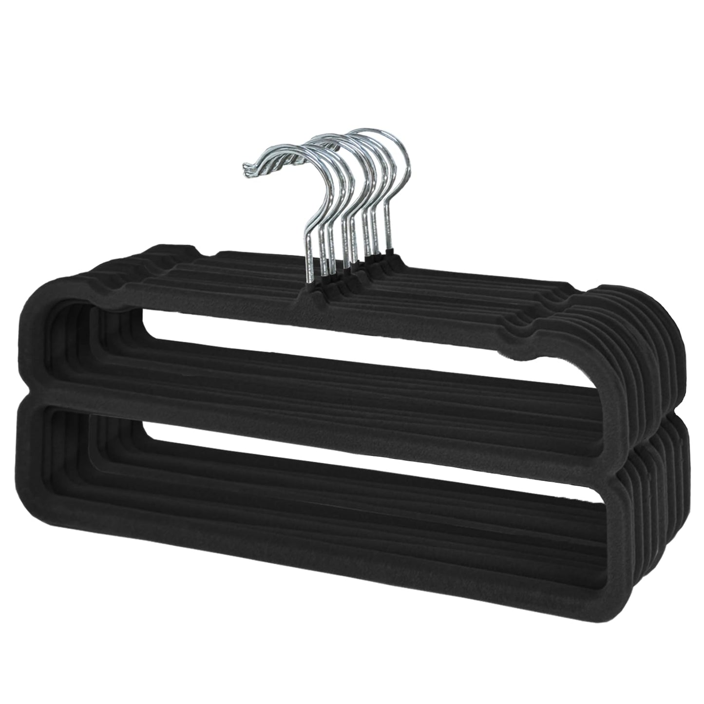 Samt Kleiderbügel-Set für Hosen (10 Stück), Schwarz