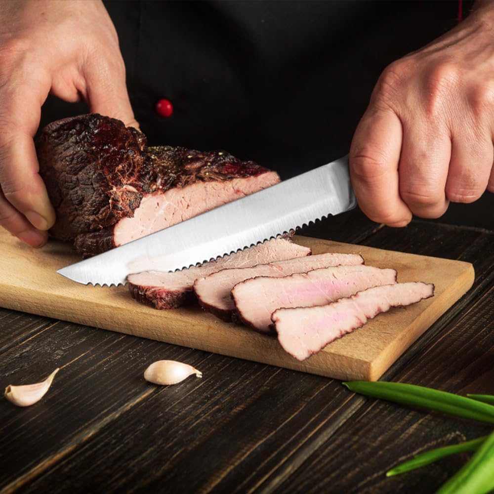 15-teiliges Küchenmesser-Set mit Holzblock, Küchenschere und Wetzstahl, 15 Stücke Set Schwarz