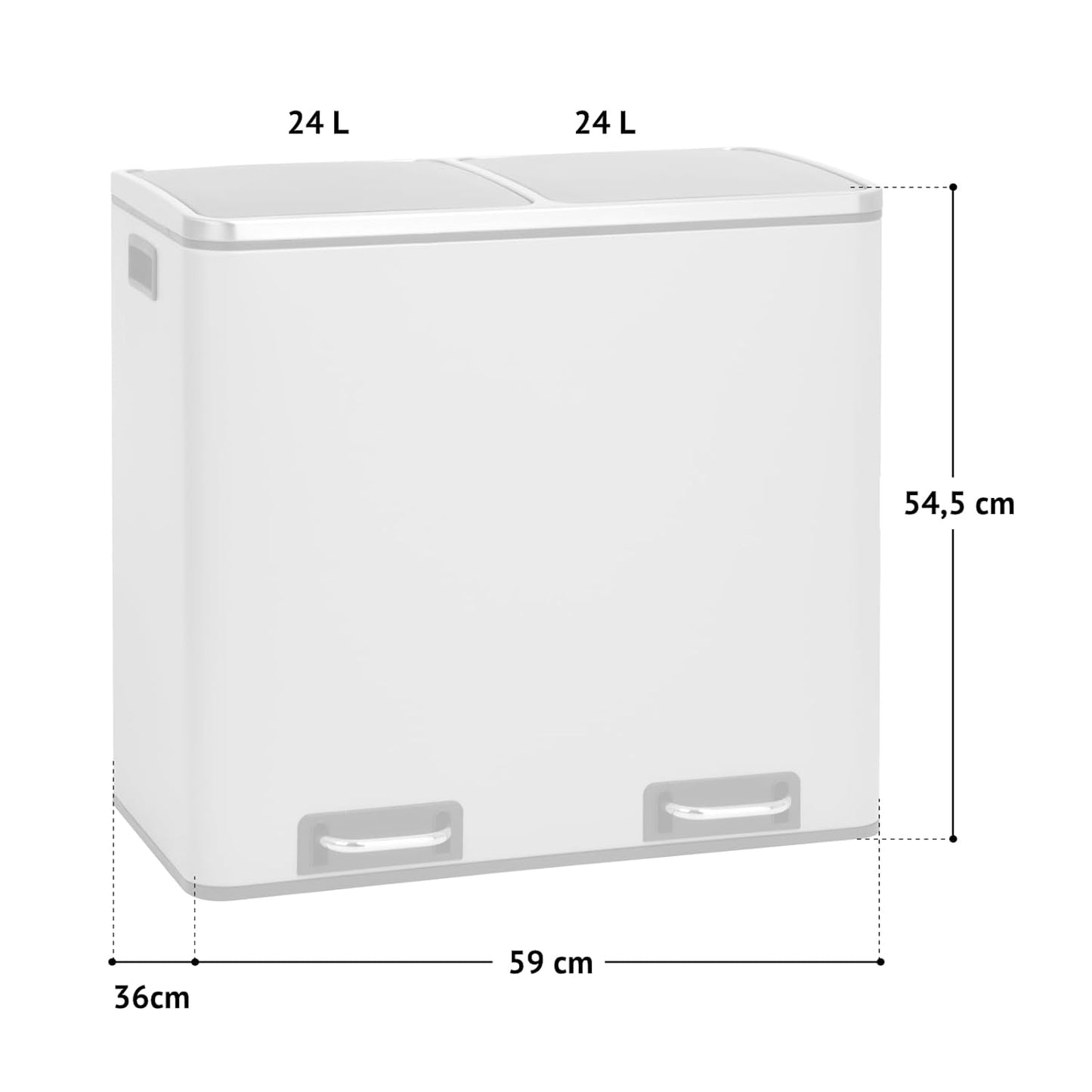 TM2X24 Treteimer mit Mülltrennsystem und Softclose (2 Fächer á 24 L), Taupe TM2X24